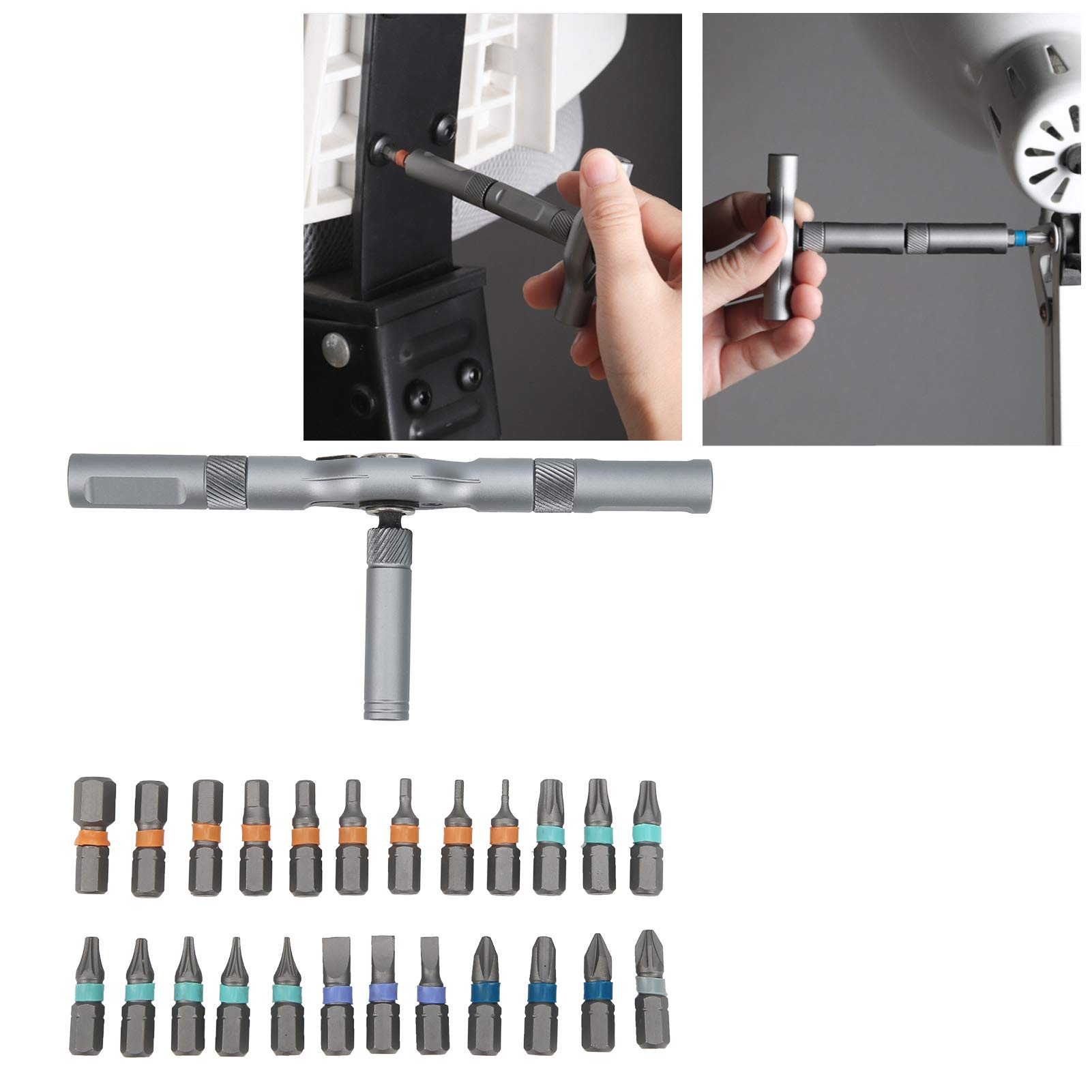 Ratchet 24-in-1 Screwdriver Set Ratchet Screwdriver Set Multipurpose Ratchet Screwdriver Kit Molybdenum Alloy Steel Manual Hardware with Handle RS1 - Image 3