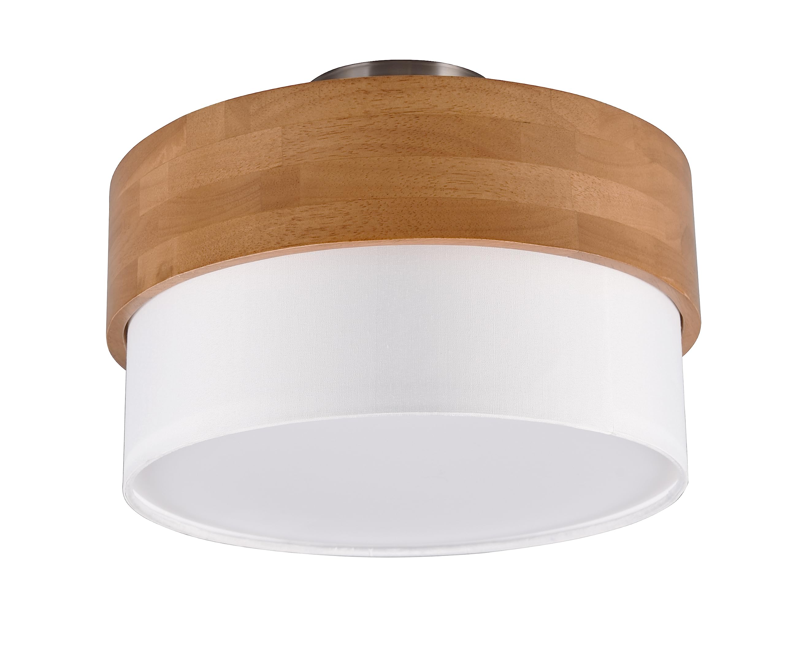 Trio, Plafón, Seasons 2xE14, max.40,0 W Tela, Blanco, Cuerpo: Metal, Níquel mate Ø:30,0cm, A:22,0cm IP20,Sin bombilla