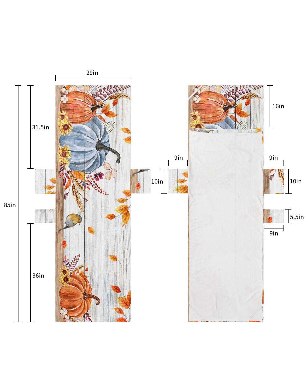 Fall Thanksgiving, Beach Lounge Chair Towel Cover, Soft Chaise Lounge Towel with Side Pockets Patio Pool Chairs Cover for Beach/Pool Sunbathing 29x85 Pumpkins Sunflower Eucalyptus Autumn Leaves