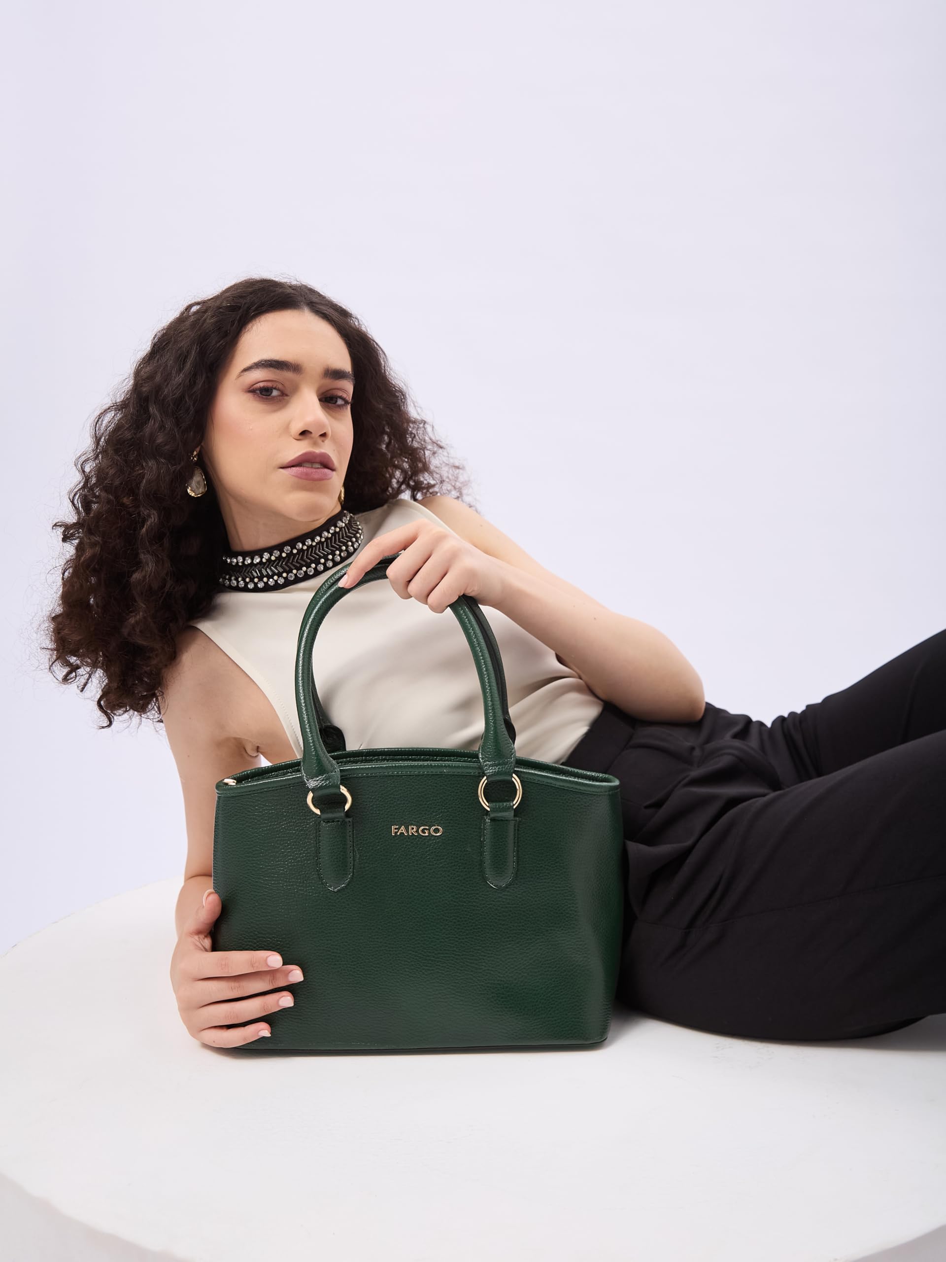 Fargo Valiant Handbag for Women | Premium Vegan Leather with RFID Pockets, YKK Zip Closure, Stylish Everyday Office & Casual Bag | Functional, Elegant & Made in India (Green) 1