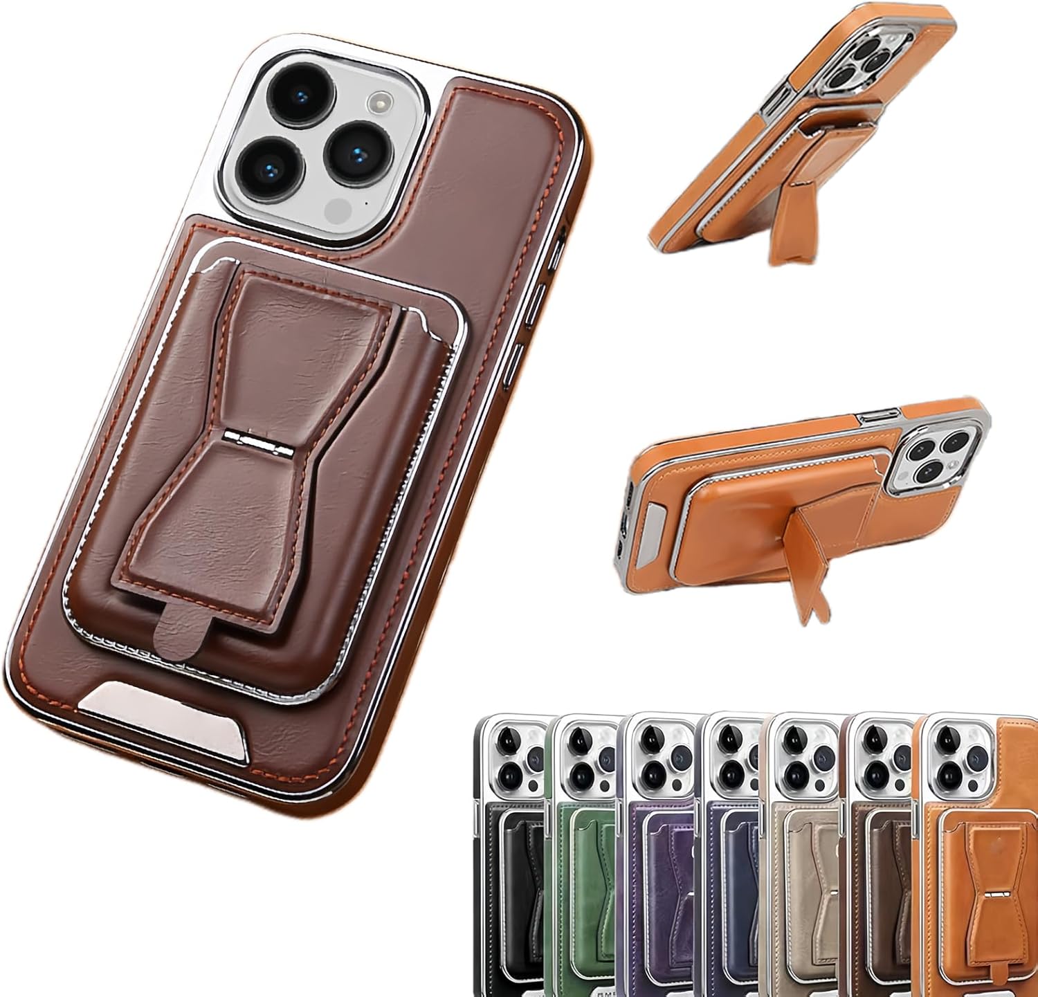 Generic Luxury Leather for Iphone Case with Removable Magnetic Tape, Rmbmax Leather Invisible Magnetic Phone Case,Compatible with Magsafe for Iphone Case15/14/13/12 Pro Max (Brown,for iPhone13Promax)