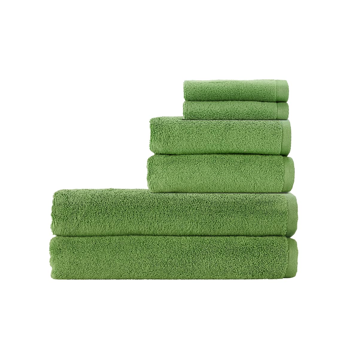 Christy Cirrus Bath Sheets Set | 6 Pieces | 2 Face 2 Hand 2 Bath Sheets | Quick Dry | Super Soft and Fluffy | Lightweight Bathroom Shower Towels | 100% Cotton | Apple Green