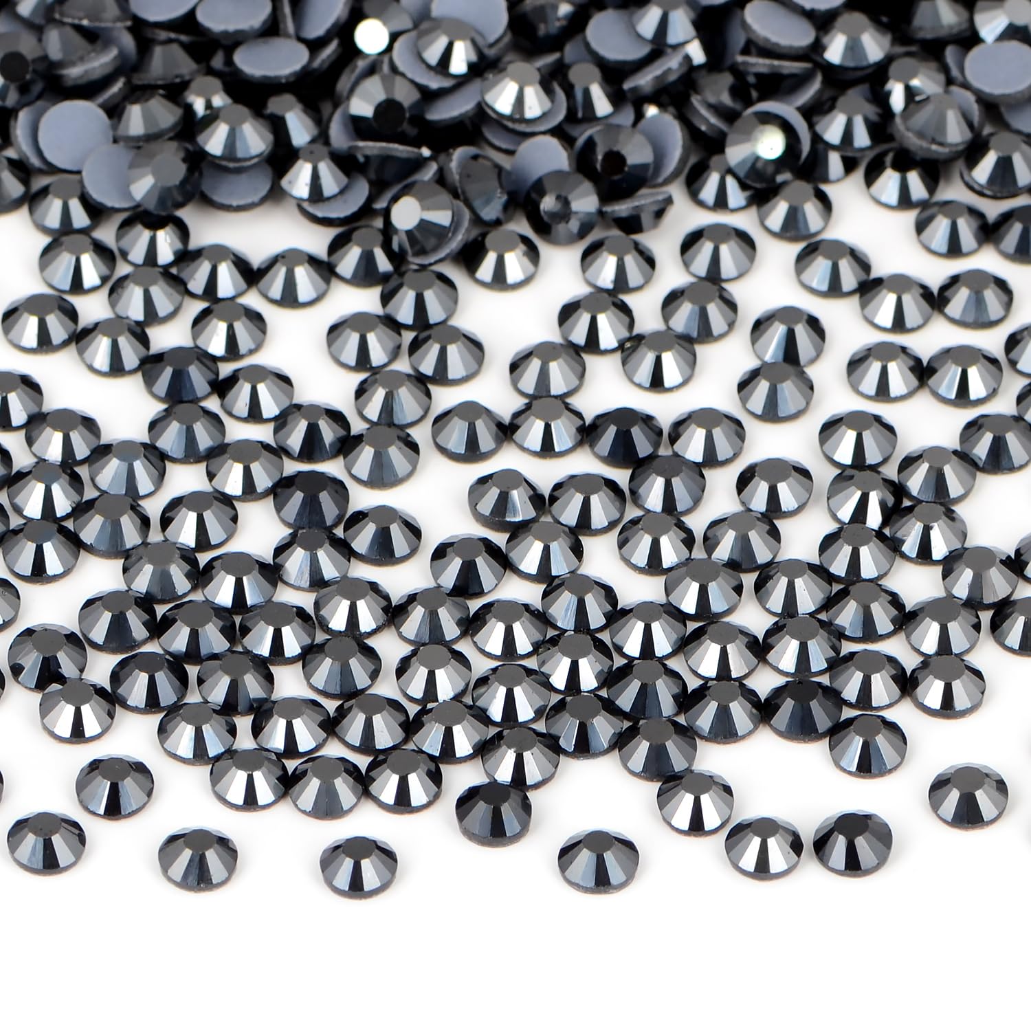 Bymitel Hotfix Crystal Rhinestones Round Gems Iron on DIY Jewelry Making Flat Back for Crafts,Jet Hematite, 6.3mm(SS30/288pcs)