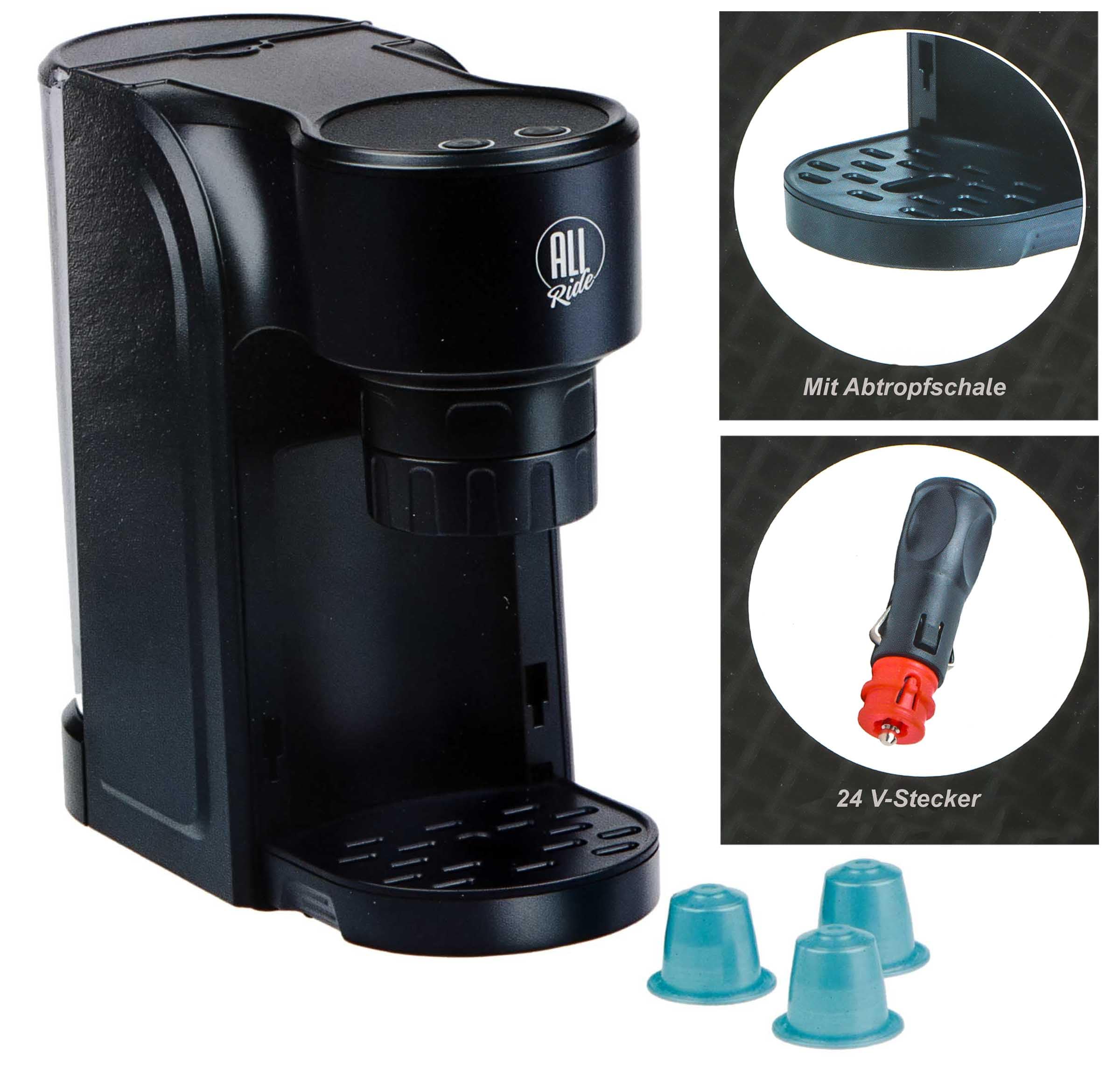 All Ride Macchina per caffè a capsule per camion, 24 V/300 Watt, macchina a capsule di caffè con pulsanti con sensore LED, dimensioni della tazza, volume del serbatoio dell'acqua massimo 0,55 l