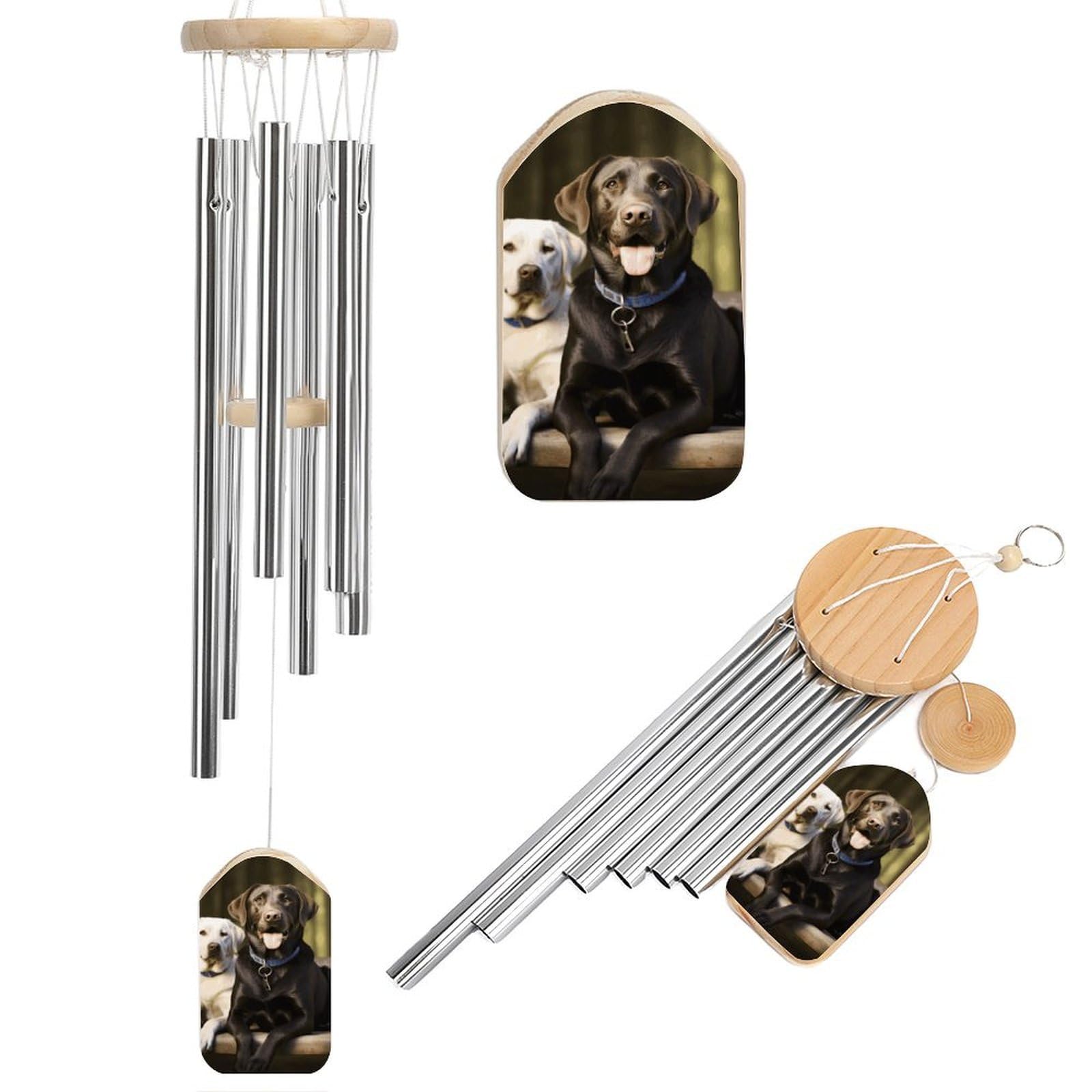 Labrador Wind Chime 20.5" Aluminium Wind Chimes Outdoor Garden Patio Decoration Windchime Memorial Gifts Windchimes for Men and Women