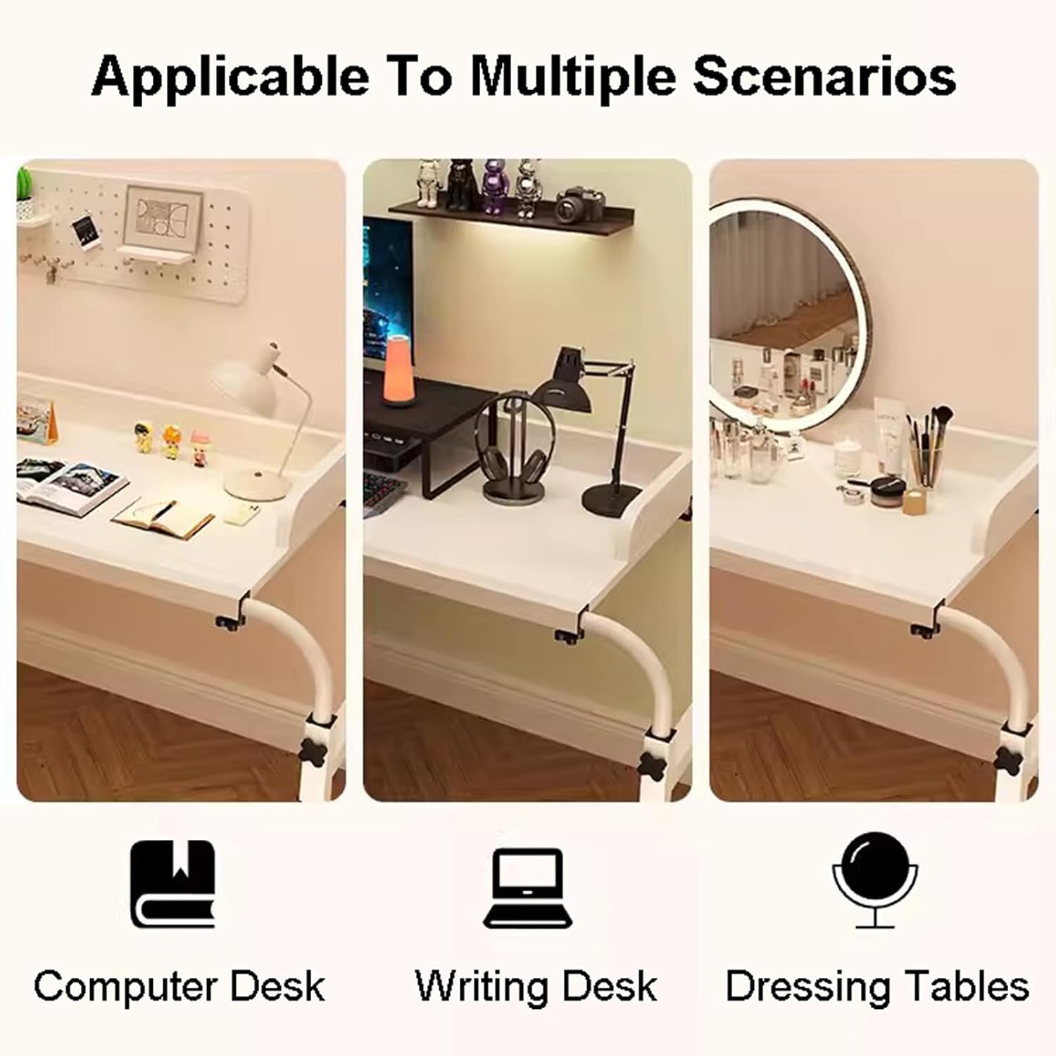 Extendable Rolling Mobility Table Over Bed,Overbed Table with 4 Wheels, Bed Tables Adjustable 115-210cm Overbed Tables Rolling Storage Trolley Standing Workstation Adjust Height 65