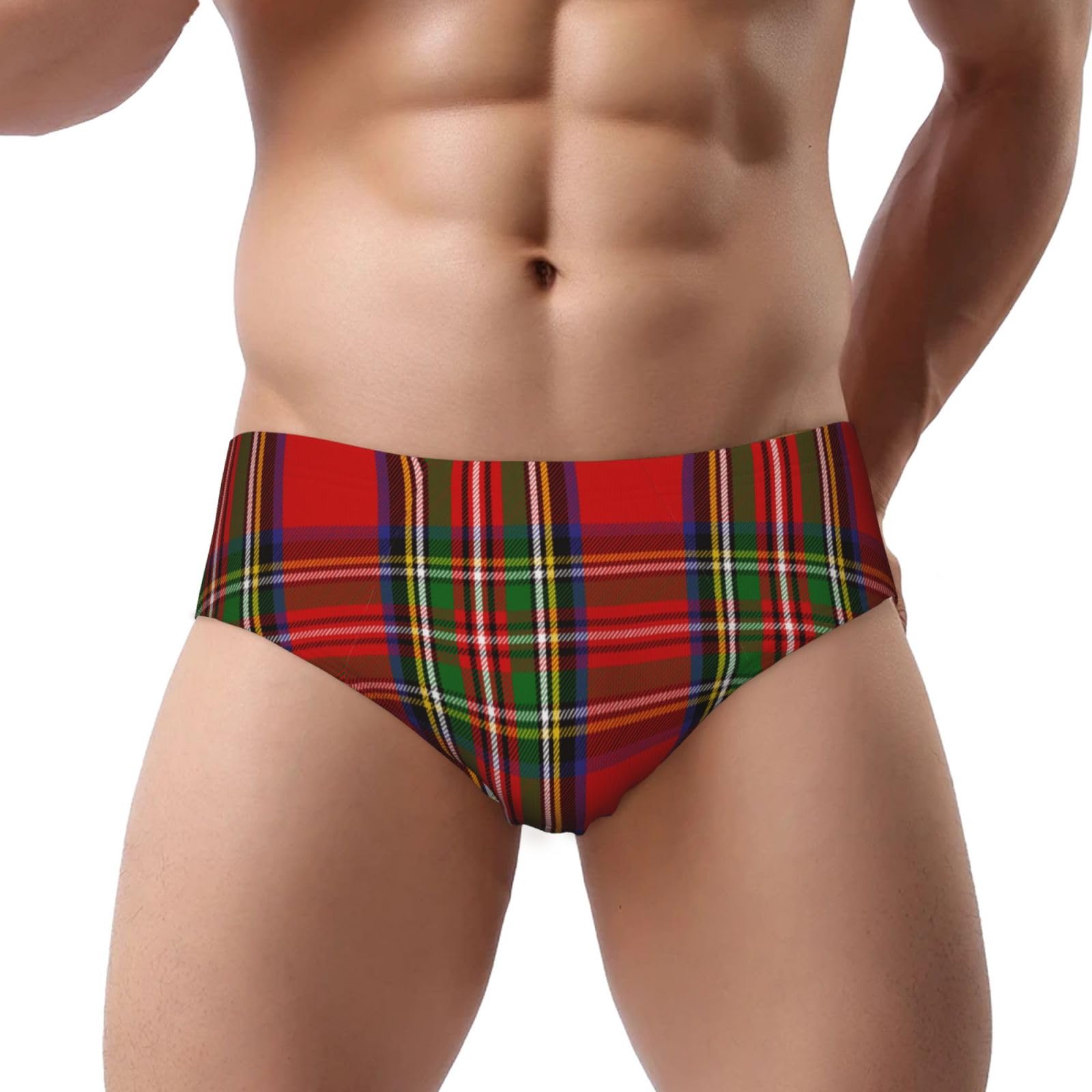 YOFIEN Scottish Clan Stewart Tartan Plaid,Men's Triangle Soft Briefs,Support Pouch Comfort No Fly Underwear Multicolour