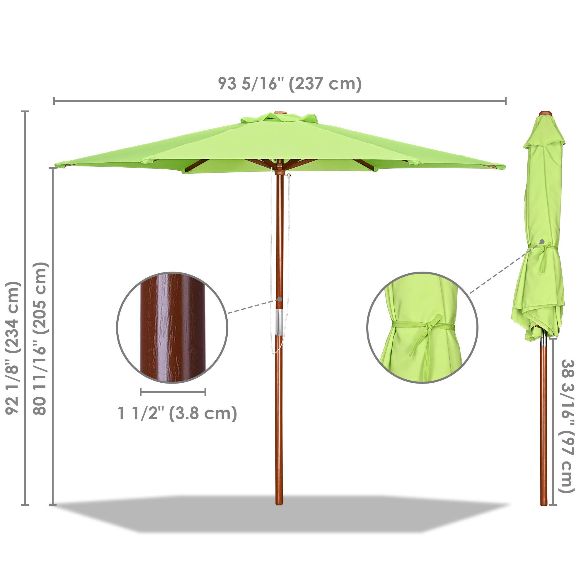 HAPPYGRILL Ombrellone Da Giardino Rotondo 2,7m, Con Manovella E Inclinazione, Palo In Alluminio E 18 Stecche In Fibra Di Vetro, Beige