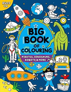 Big Book of Colouring for Boys Ages 4+ | Superheroes, Dinosaurs, Trains | 50+ Pages by FairyWren Publishing