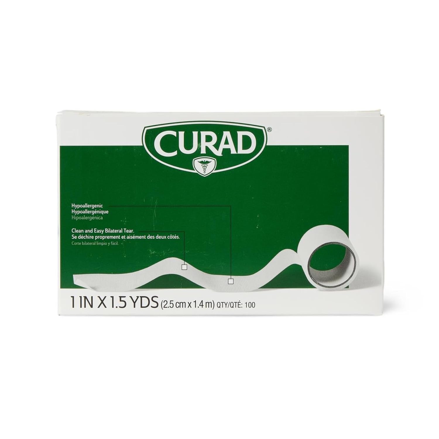 CURAD Tear-to-Fit Clear Plastic Adhesive Medical Tape, First Aid, 1 Inch x 1.5-Yard Roll, Case of 500 image 2