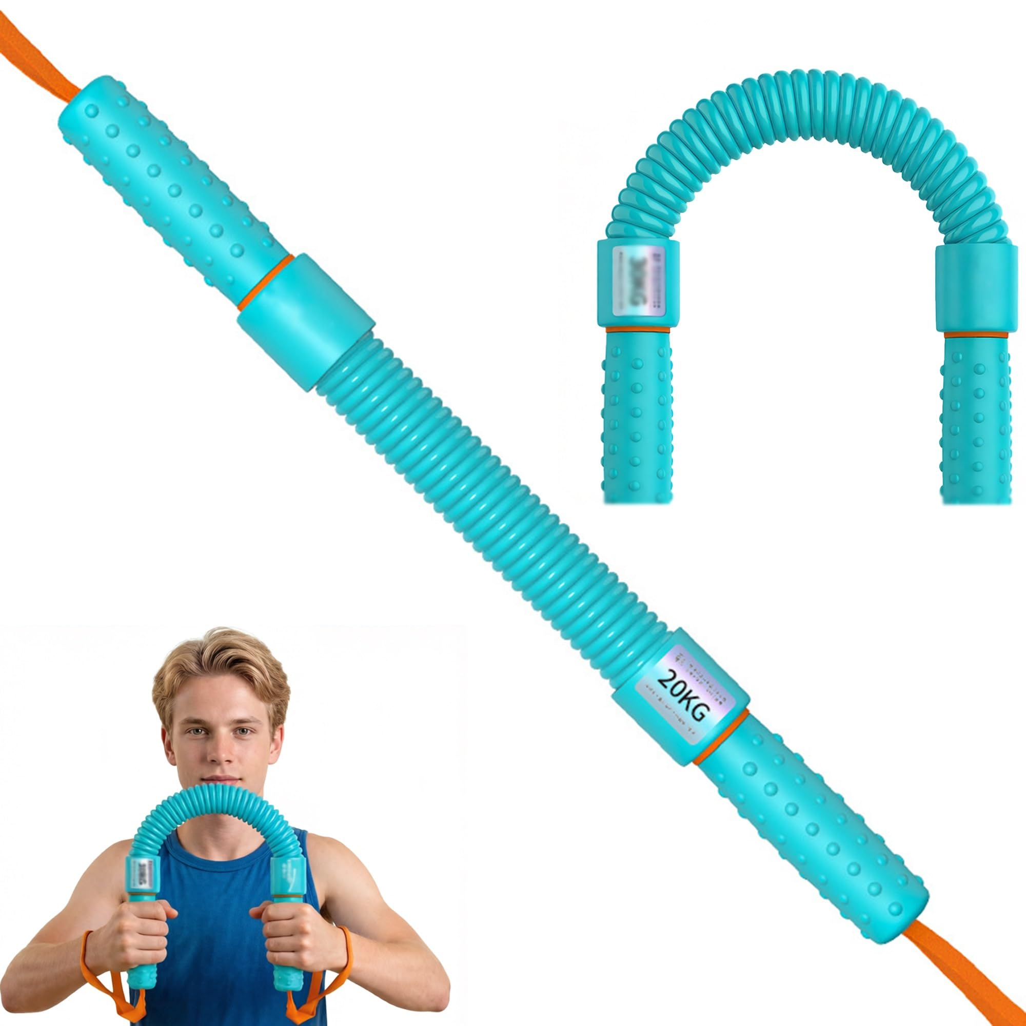 Power Twister Bar, 10 kg - 60 kg Spring Power Twister, Portable Chest Expander Upper Body Workout Equipment for Exerciser Chest, Forearm, Arm and Shoulder(20kg/44lbs)