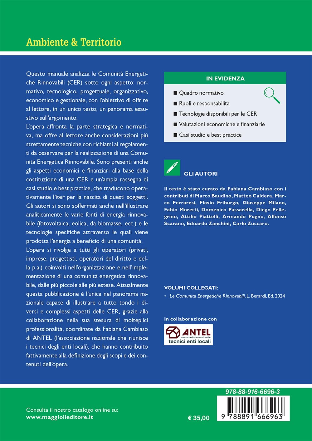 Comunità energetiche rinnovabili (CER): strategie, norme e applicazioni. Tecnologie, valutazioni economico-finanziarie e casi applicativi