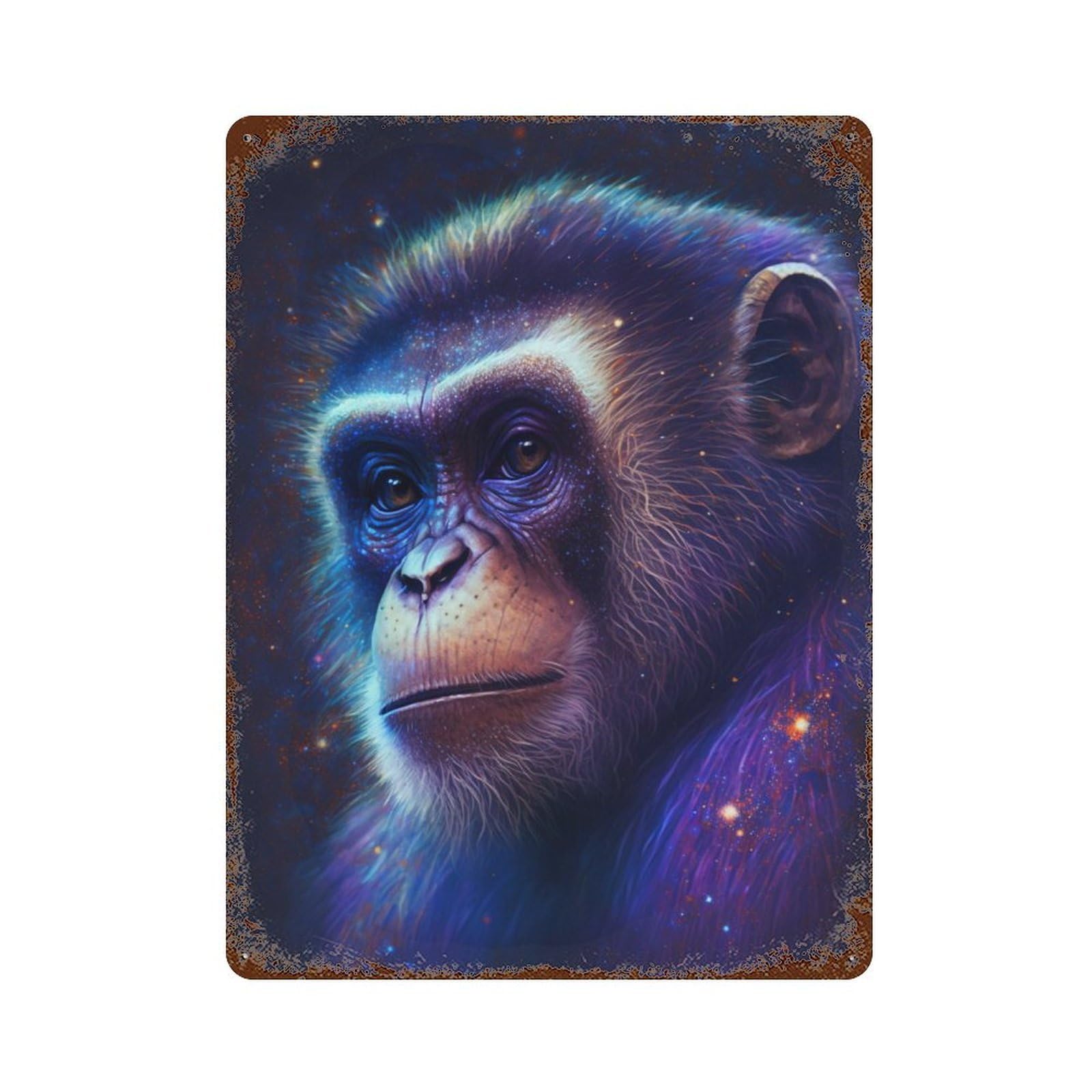 Cosmic Chimpanzee Portrait-3 Retro Metal Sign 15.7"x11.8", for Bistro, Counter And Cafe Decor, Rustic Home Decor