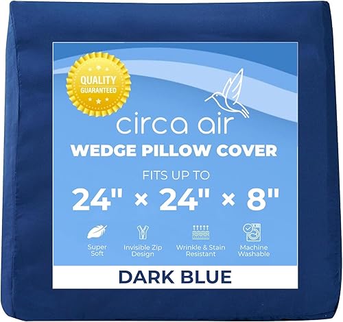 Circa Air Funda de almohada de cuña Funda de cama para cuña inflable (24 x 24 x 8) ultra suave, 100% microfibra con cremallera, lavable a máquina,