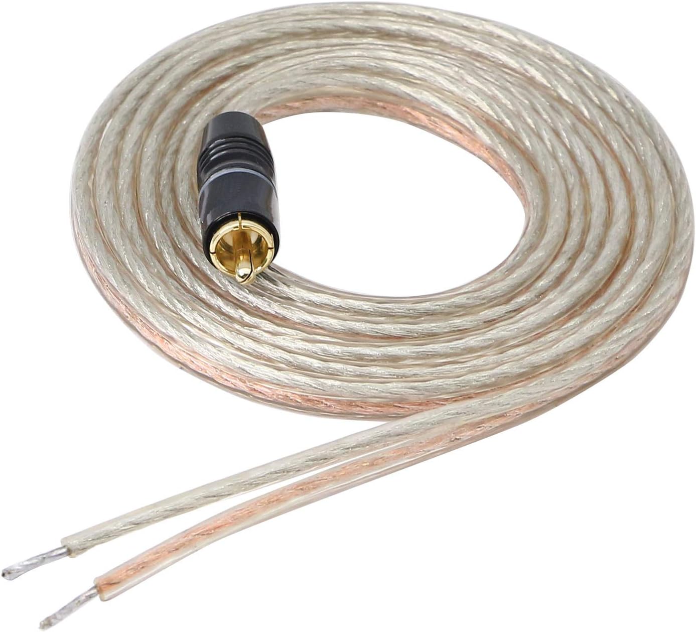 XMSJSIY RCA Speaker Cable, RCA Male Plug to Bare Wire Connector Adapter 20 AWG Gold Plated Metal High Level Audio Cable for Amplifier and Subwoofer - 2M / 6.56FT