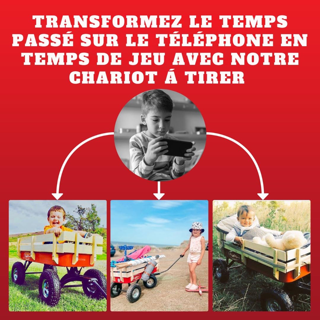 Chariot à traction - Notre chariot tout terrain sur roues est parfait pour la plage, le shopping, le jardin, les festivals et le camping, idéal pour le shopping des chiens et des enfants