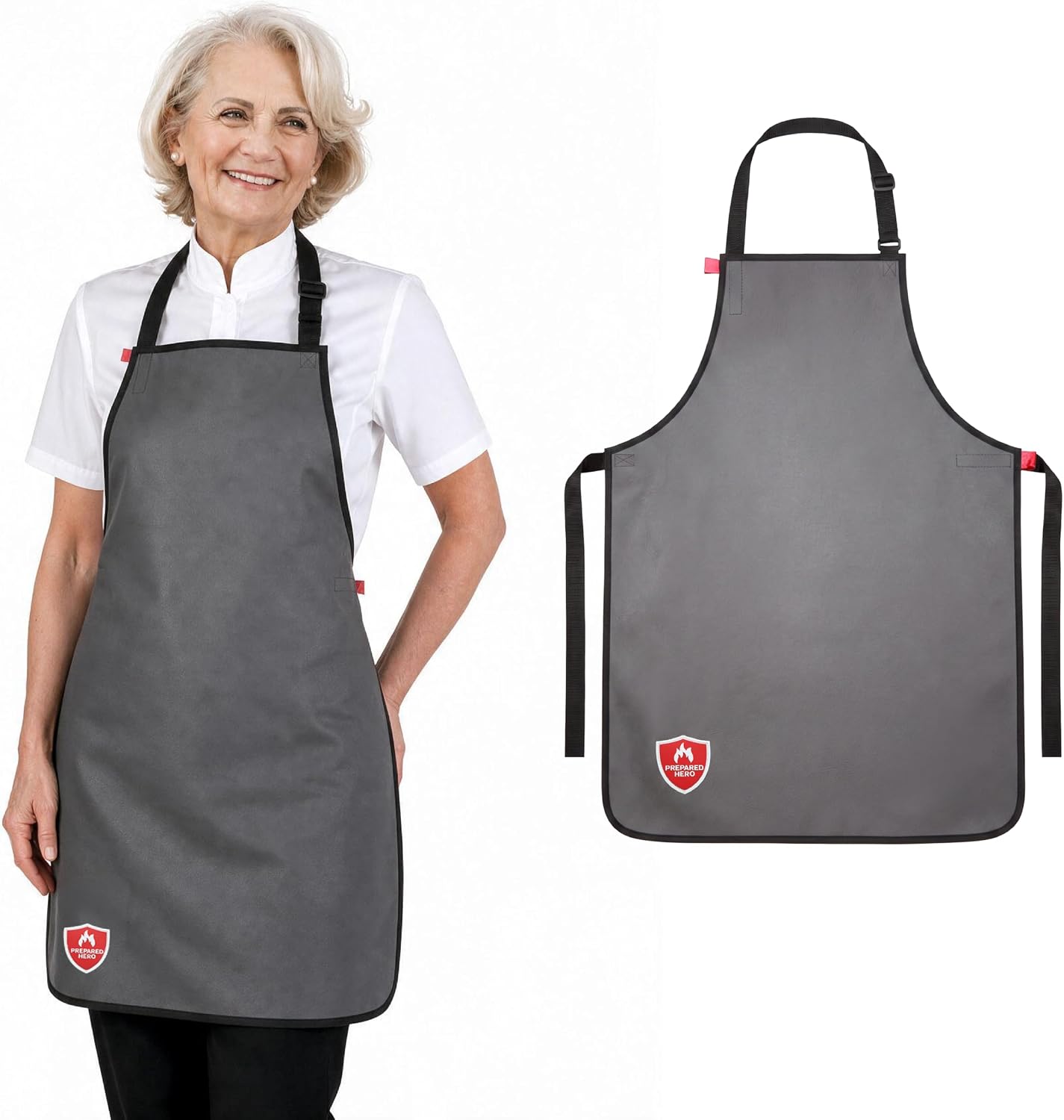 Prepared Hero Fireproof Apron for Grilling & BBQ, Doubles as Fire Blanket, Quick-Release Straps, Fire-Resistant
