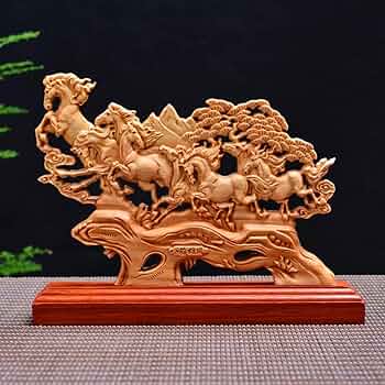 大型木造 荒彫り 『八頭馬 』一刀彫り 開運 縁起置物 重さ4.9kg 大型木造 荒彫り 『八頭馬 』一刀彫り 開運 縁起置物 重さ4.9kg