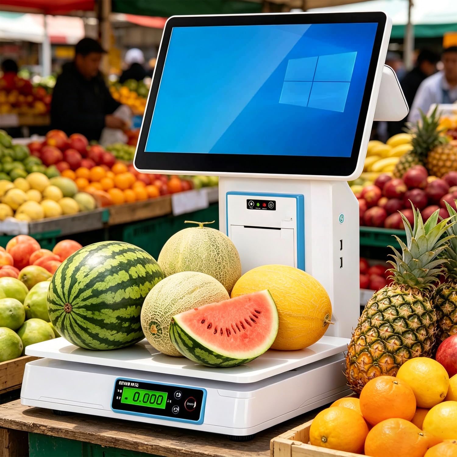 Registratore di Cassa Touch Screen da 15,6 Pollici, registratore di Cassa Intelligente all-in-One con Stampante Termica da 58 mm, Scanner, cassetto Contanti e 20 Rotoli di Carta Singlescreen