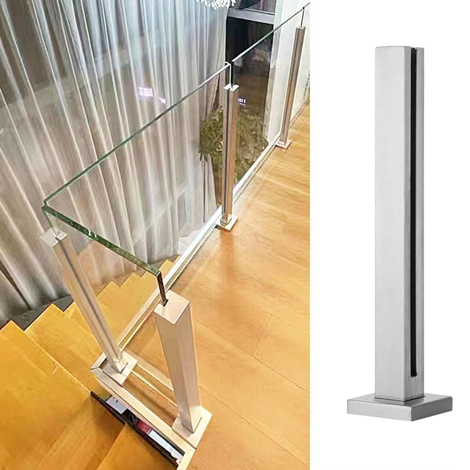 Poteaux de garde-corps en verre argenté pour barrière de piscine