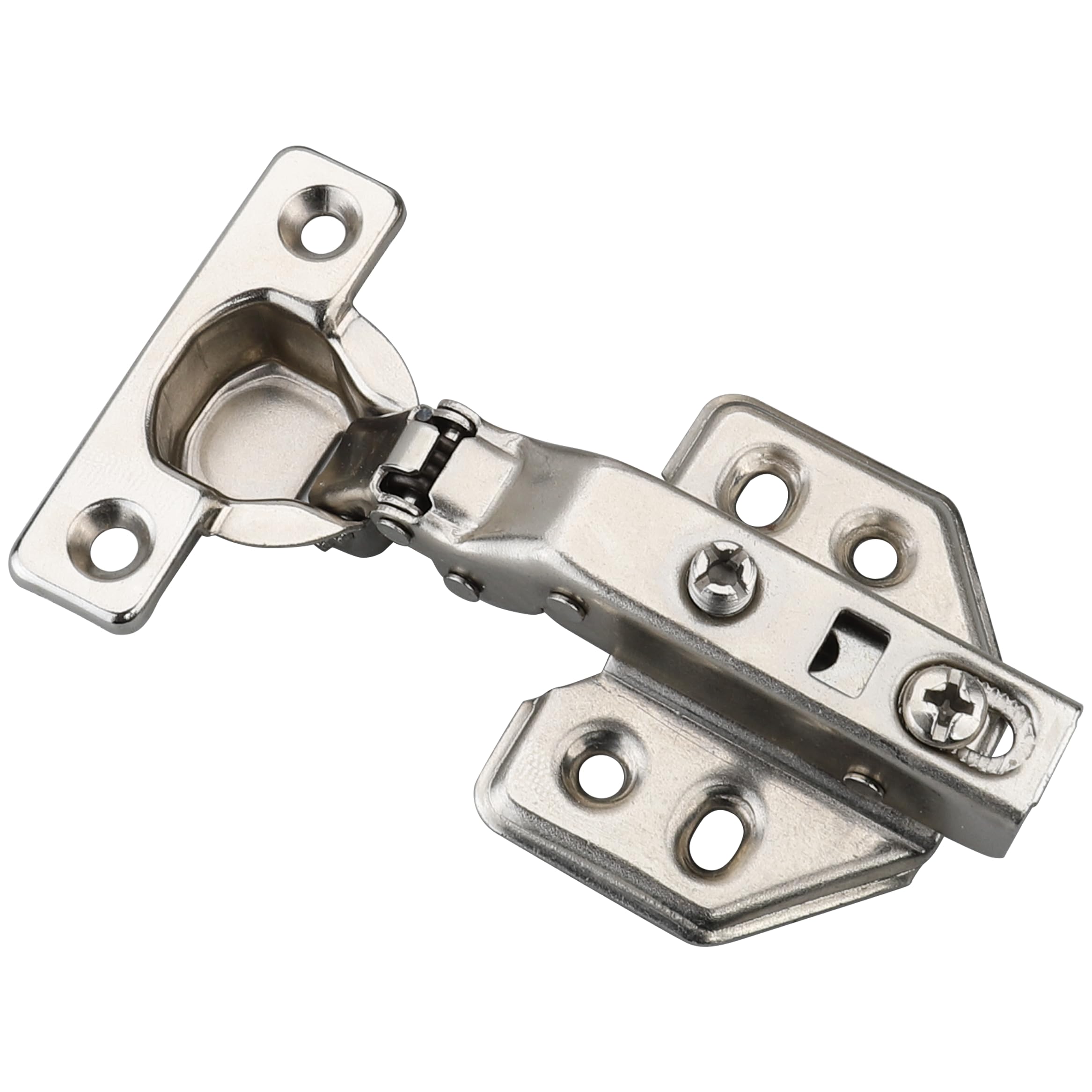 Luokim 26mm Mini Cup Soft Close Hinge for Thin Door Full Overlay Concealed Cabinet Hinge with Screws Nickel Finish 10 Pcs