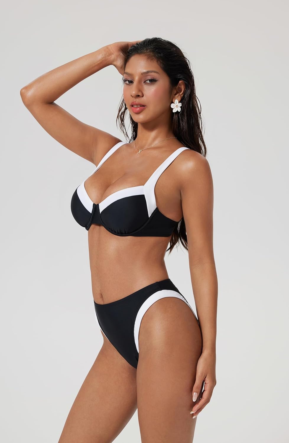 SUUKSESS Women Color Block Underwire Bikini Sets Cheeky High Cut 2 Piece Swimsuit - Image 5