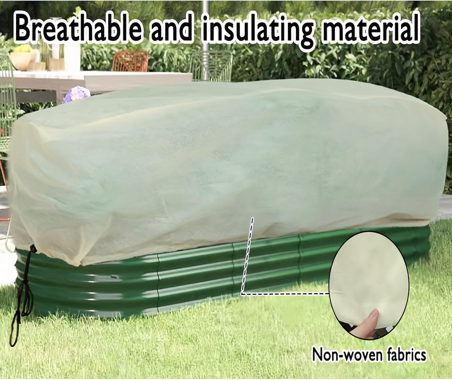 3pcs Rectangular Planter Plant Winter Frost Protection Blanket, Flower Box Frost Cover, with Drawstring(150x40x45cm)