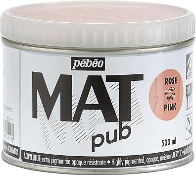 Pebeo Mat Pub, extra fine, 500 ml-Bright Pink Acrylic Paint