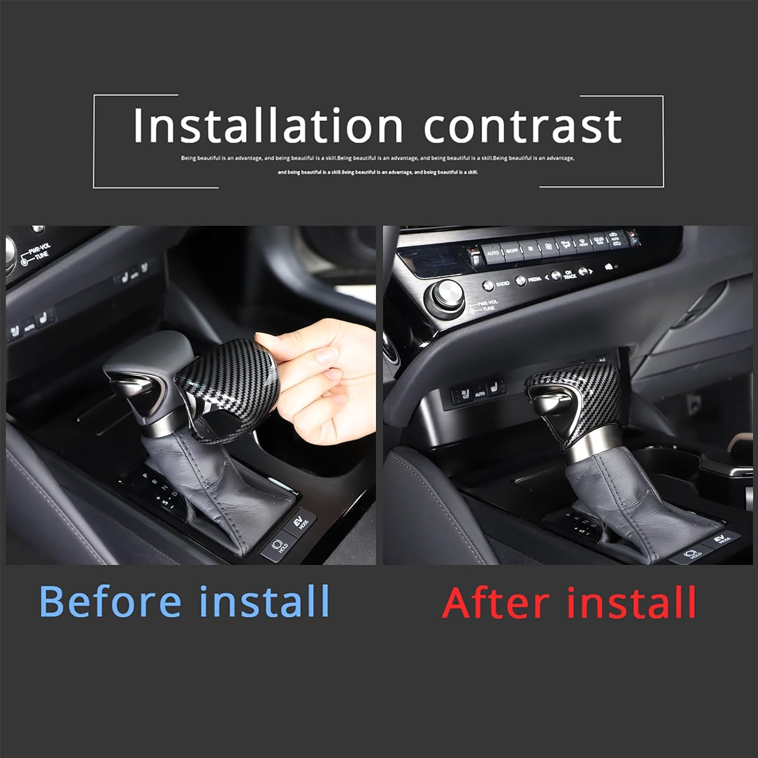 Sekhyna Gear Shift Knob Cover Trim Compatible with Lexus ES ES250 ES300h 350 2018-2023,ABS Central Control Gear Shift Knob Shift Lever Protection Trim Accessories 1PCS (ABS Carbon)