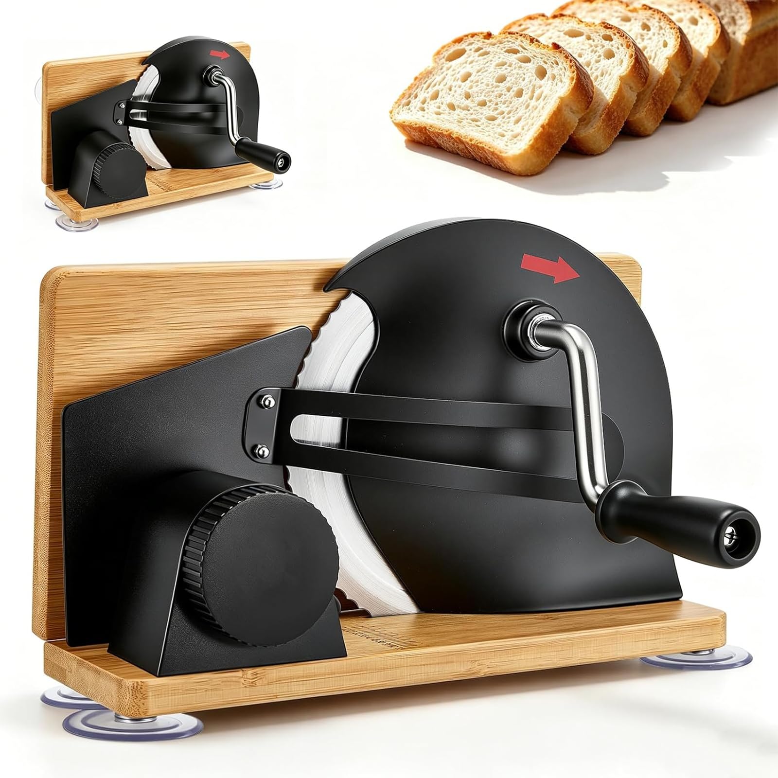 Trancheuse à pain pliable manuelle en acier inoxydable 304 avec graduation, épaisseur de disque réglable, coupe-pain pour fromage, pain et légumes (noir)