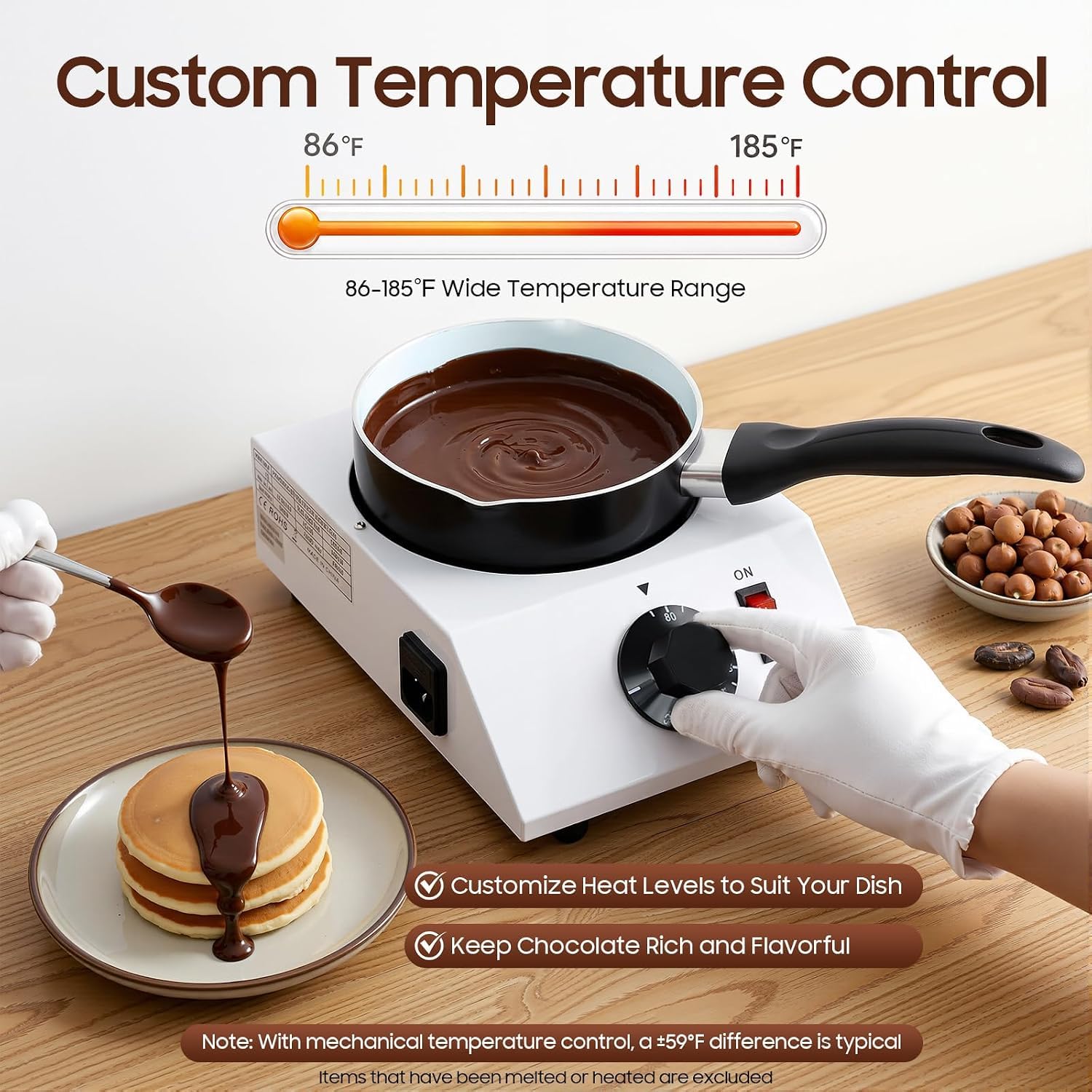 Fontana di Cioccolato con Interruttore a gravità, Pentola Ceramica Antiaderente, Acciaio Inox 304, Lavabile in Lavastoviglie, Alimentazione Flessibile per Feste e Uso Commerciale,Single-Cylinder