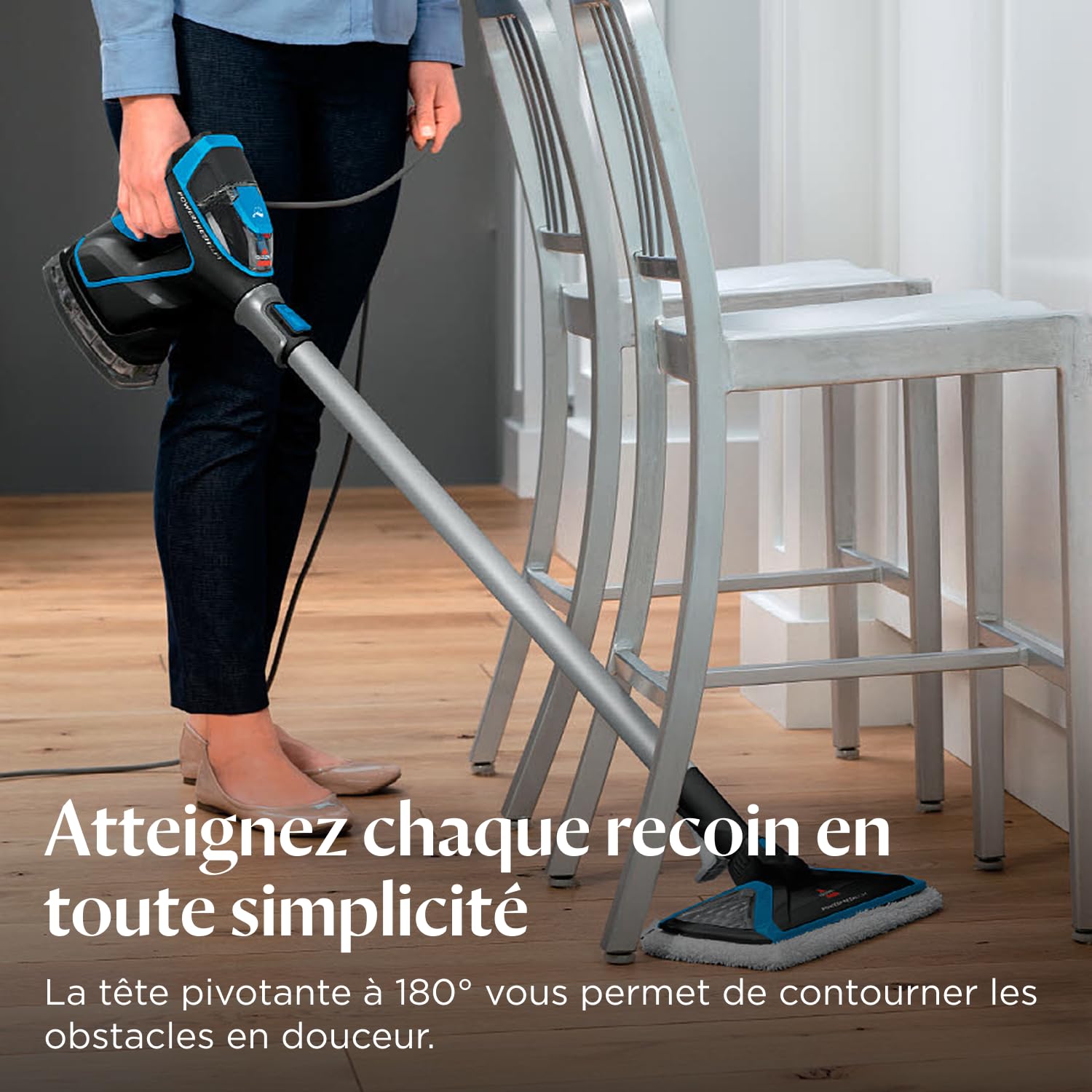 BISSELL PowerFresh Slim Steam, Nettoyeur vapeur 3 en 1, Passe du nettoyeur vapeur pour sols au nettoyeur vapeur portable, Nettoyeur portable léger et multi-usage, Access. inclus, 1600W, 4268N