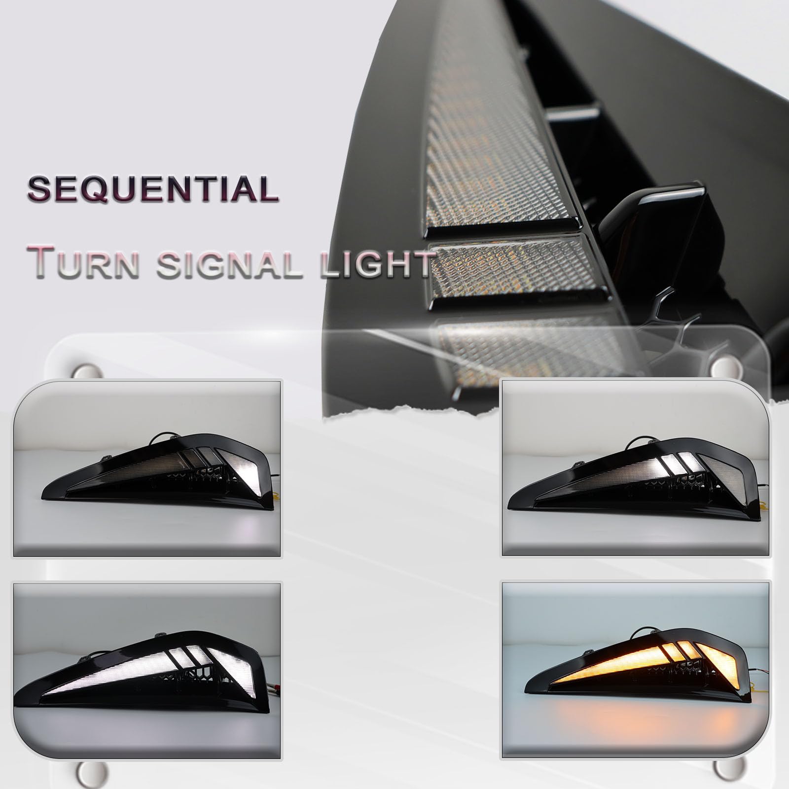 GEEGEETOP 2pc LED Front Fender Hood Bonnet Side Marker Light Amber Sequential Turn Signal Light/White DRL Lamp Compatible with Dodge RAM TRX 2021 2022 2023 2024 Pickup Truck