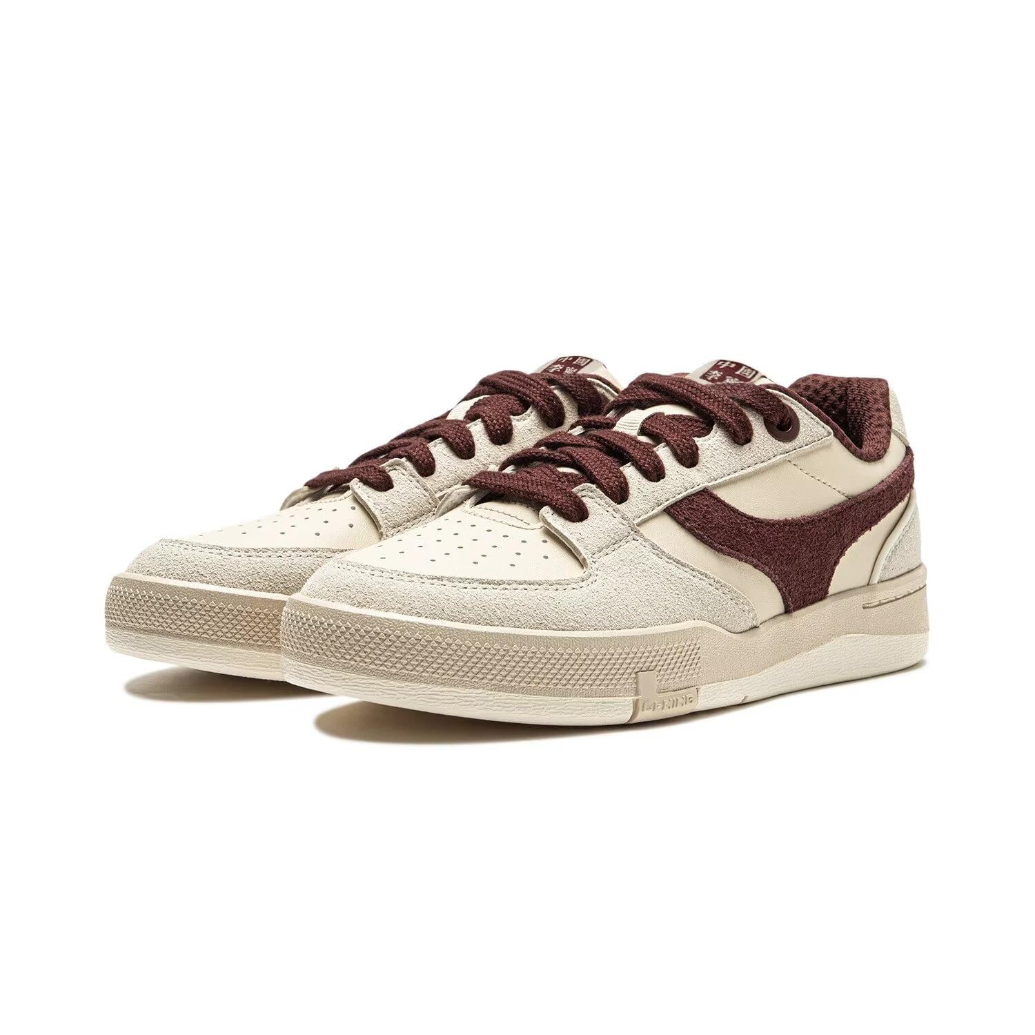 LI-NING Glory 92S Women Skateboarding Professional Shoes Comfortable Soft Elastic Casual Shoes Egg Shell/Nefud Khaki/Coconut Shell Brown US 7.5