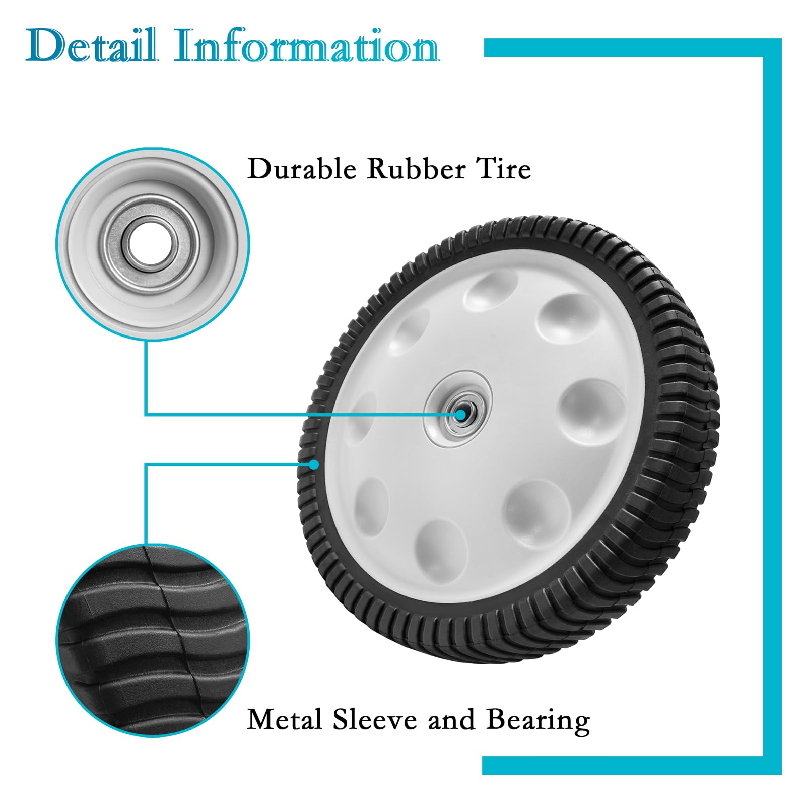 Rueda trasera de repuesto de 12 pulgadas 734-04019 para MTD 734-04127, rueda para cortadora de césped de 12" x 2.125" S-Wave, compatible con la mayoría de las cortadoras de césped manuales d