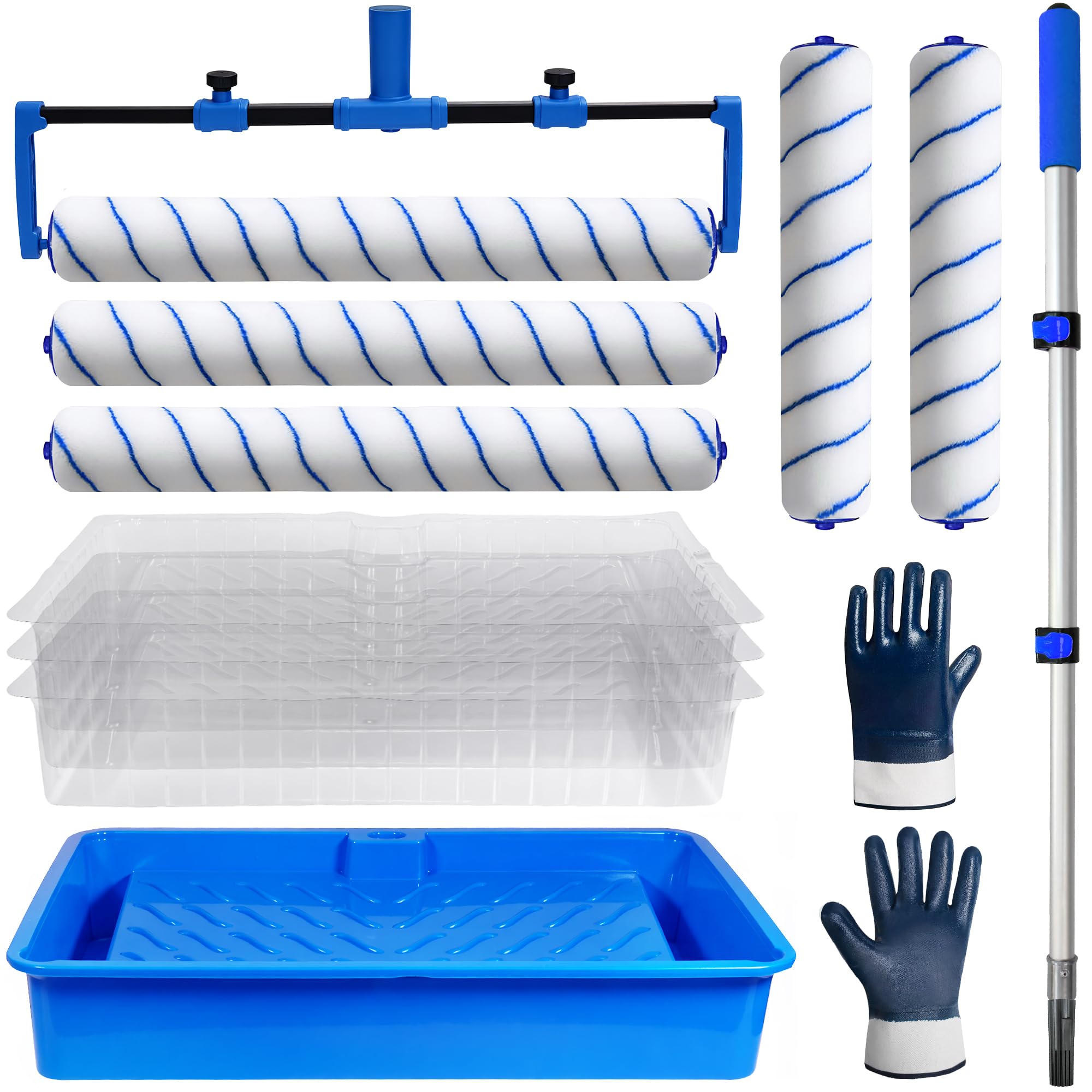18 Inch Paint Roller Kit with Tray and Extension Pole