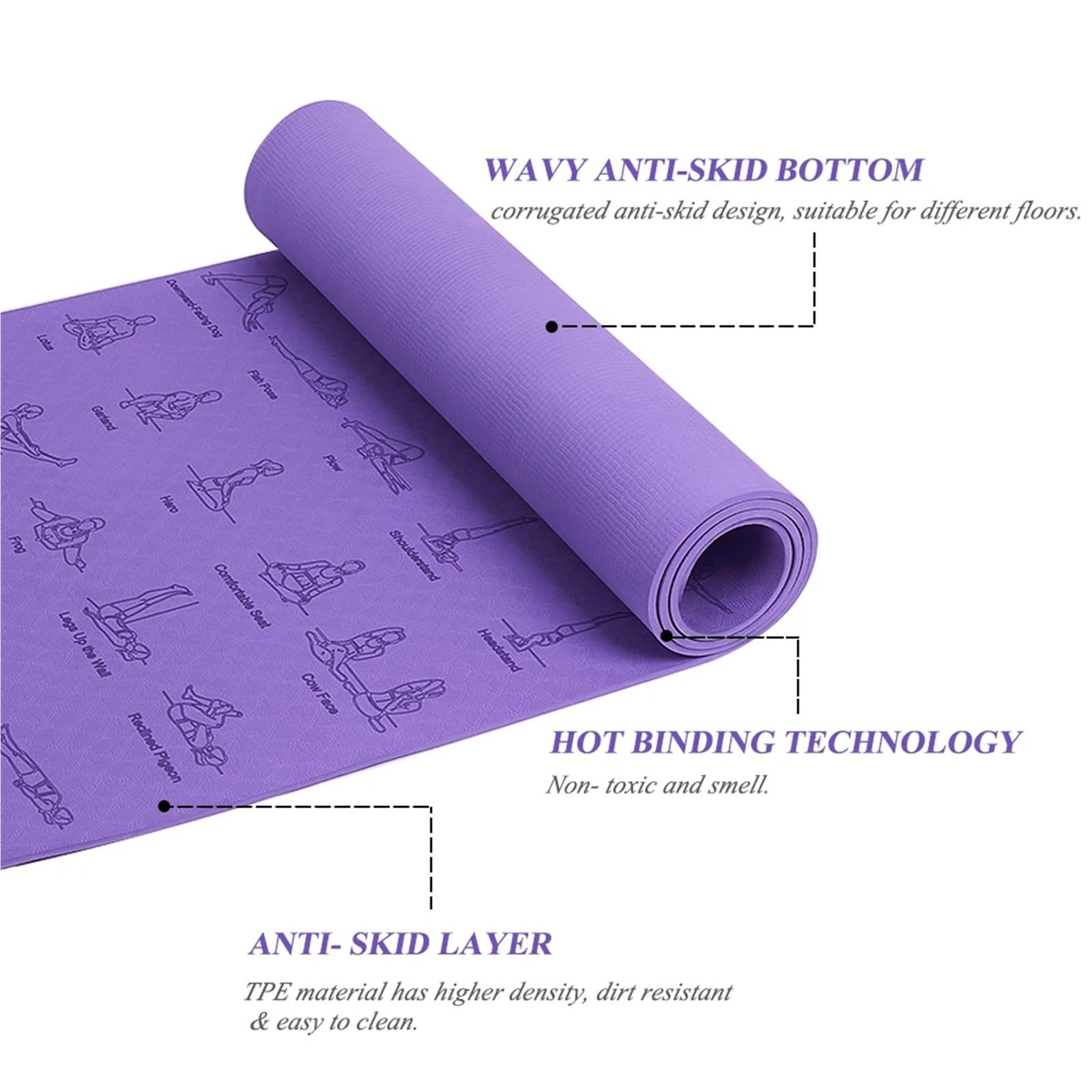 Yogamatte Yogamatte 183 cm * 61 0,6 Tpe Fitness for Männer und Frauen rutschfeste Übung 1 Stück