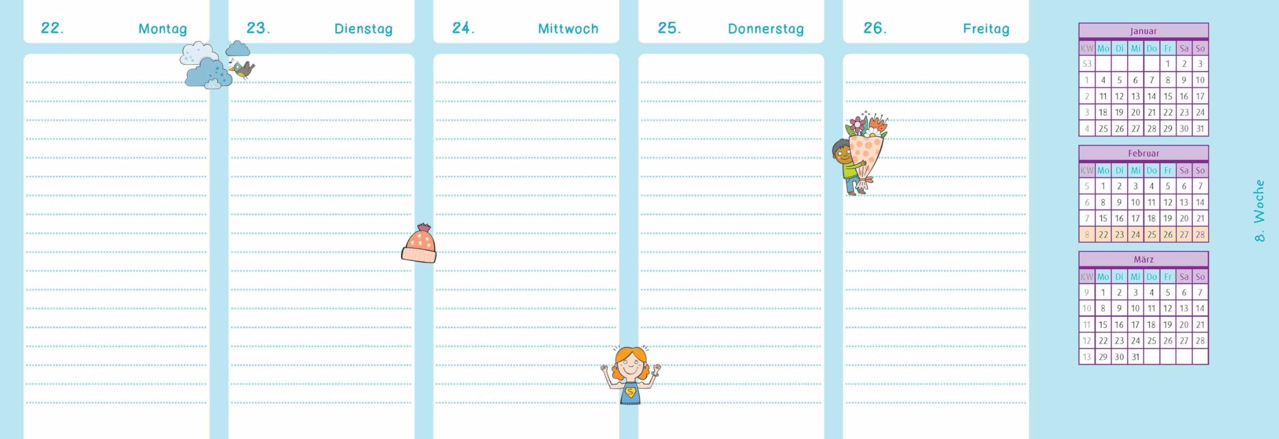 Der Wochen-Tischkalender für das Schuljahr 2026/2027: Mit zahlreichen Aktions- und Thementagen