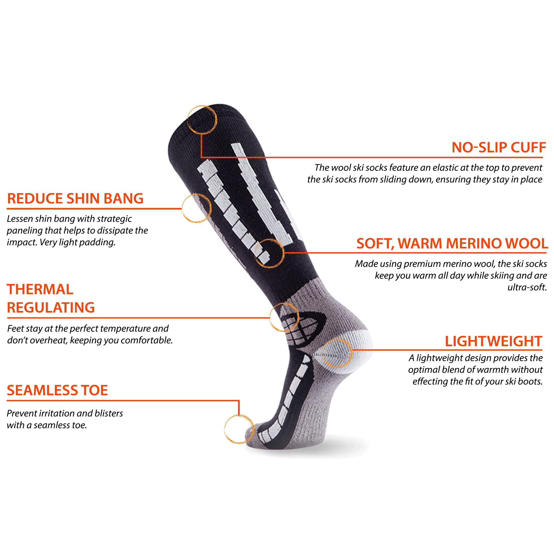 Pure Athlete Calze da sci da uomo Original Modern (confezione da 3)