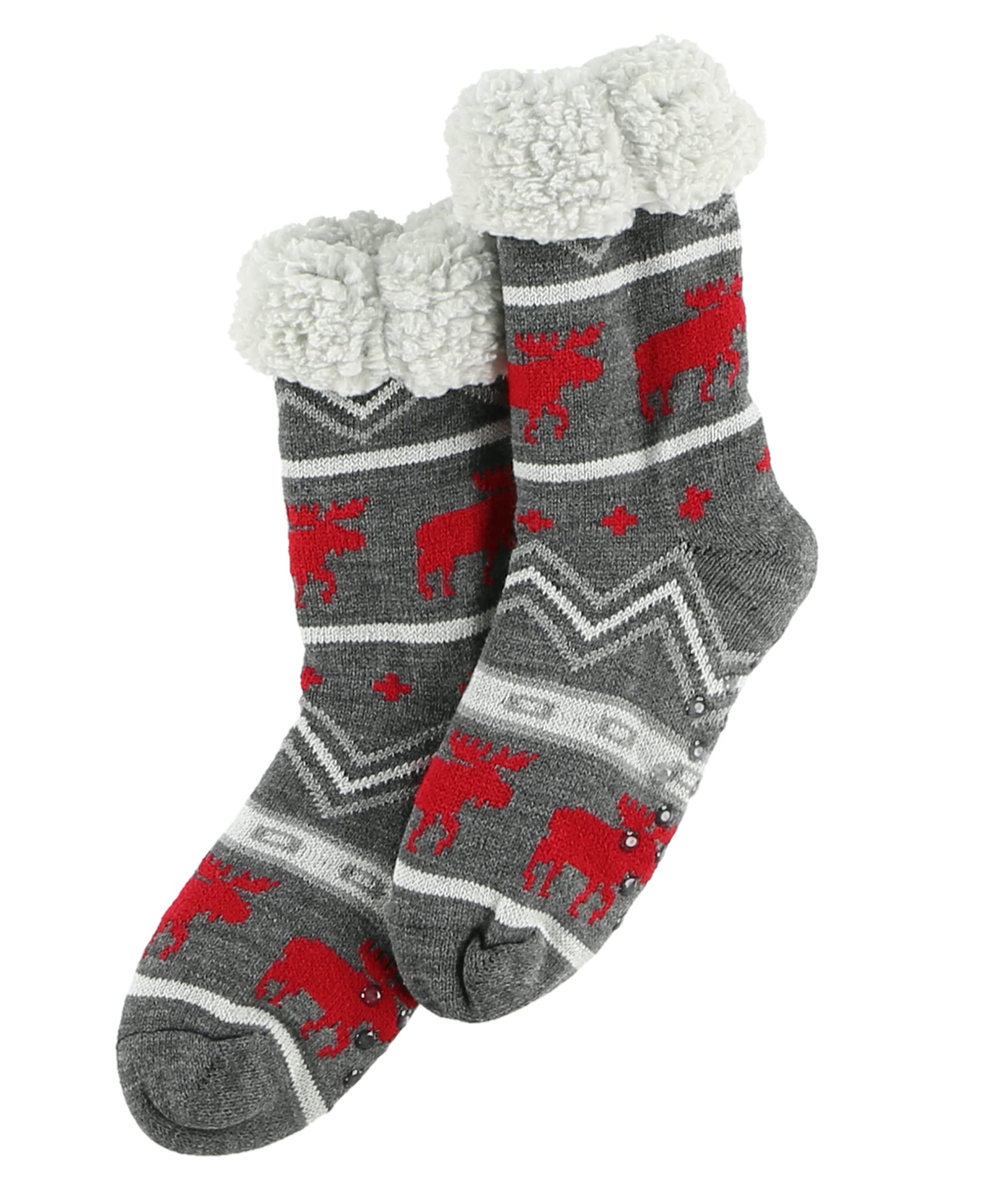 Lazy One Women’s Plush Slipper Socks – Sherpa Lined House Socks with Non Slip Grips, Cozy Winter Indoor Slippers for Women