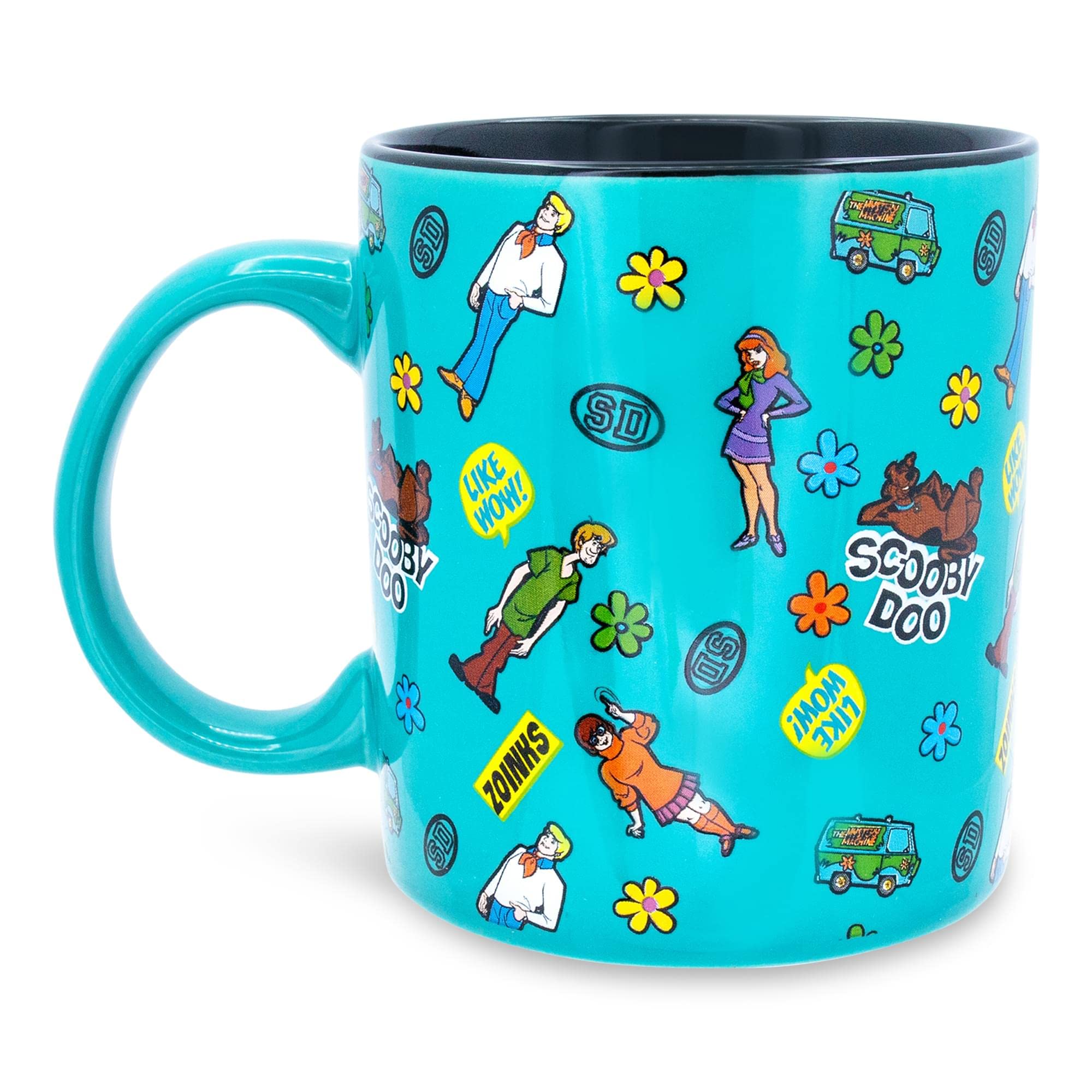 Scooby-Doo Sticker Pattern Ceramic Mug, Blue, 20 Ounces - Image 2