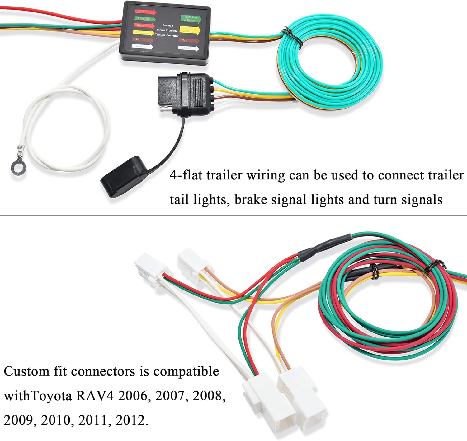 Oyviny Custom 4 Way 56165 Trailer Wiring Harness for Toyota RAV4 2006-2012, Pure Copper RAV4 Trailer Tow Wiring