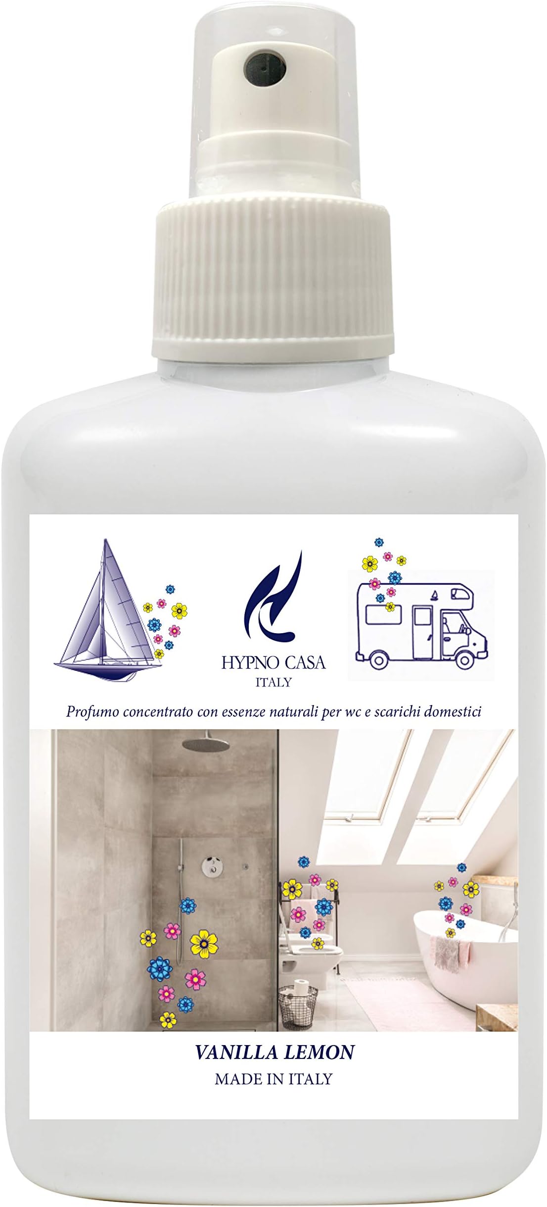 HYPNO CASA Fragrance CONCENTRATED with Natural ESSENCES for Toilet and Home Drain 100ML. VANNILLA Lemon