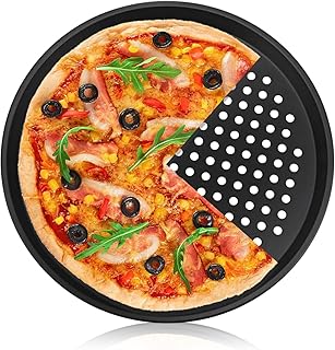 12-Inch Nonstick Pizza Pan with Holes, Perforated Carbon Steel Pizza Tray for Oven, Round Bakeware Pizza Tray for Home Restaurant Kitchen