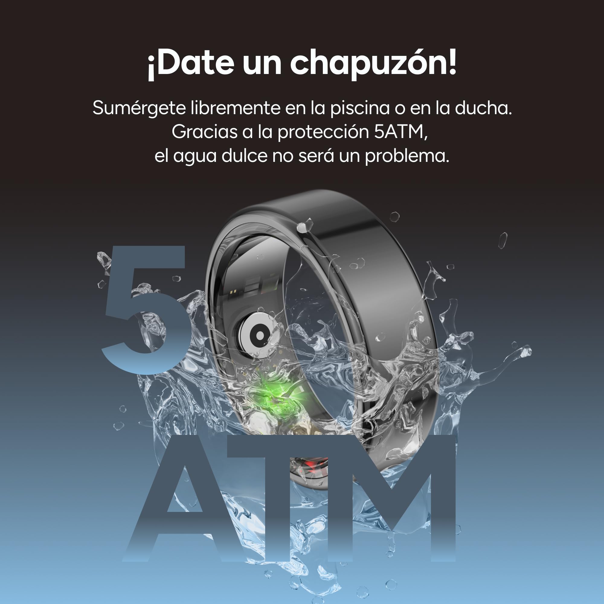 KSIX Saturn Anillo Inteligente Hombre y Mujer con Monitor de Actividad Pasos y Calorías - Smart Ring Que Mide Oxígeno en Sangre, Monitor Cardíaco, Control de Sueño - 3 Días Autonomía - XS - Dorado