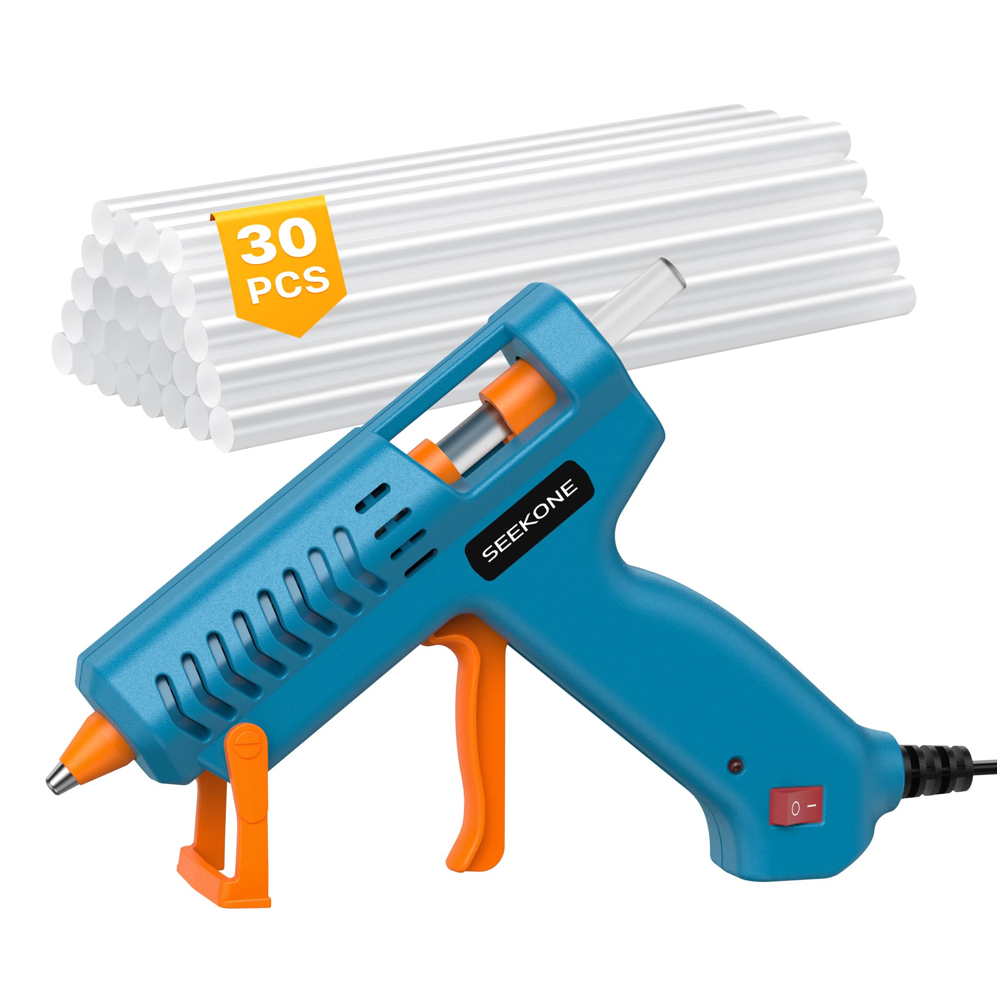 SEEKONE Glue Gun 50W - Fast Heat for Crafts with 30pcs 150mm Long Sticks