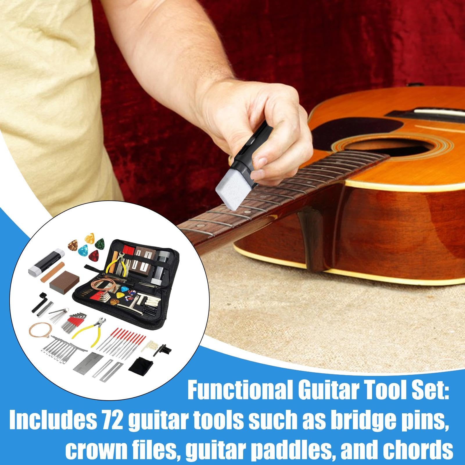 Kit Reparación Guitarra Set cuidado y accesorios mantenimiento | Kit de reparación y mantenimiento Kit Limpieza Mantenimiento Instrumentos Cuerda Set Cuidado Para Guitarristas Eléctricos