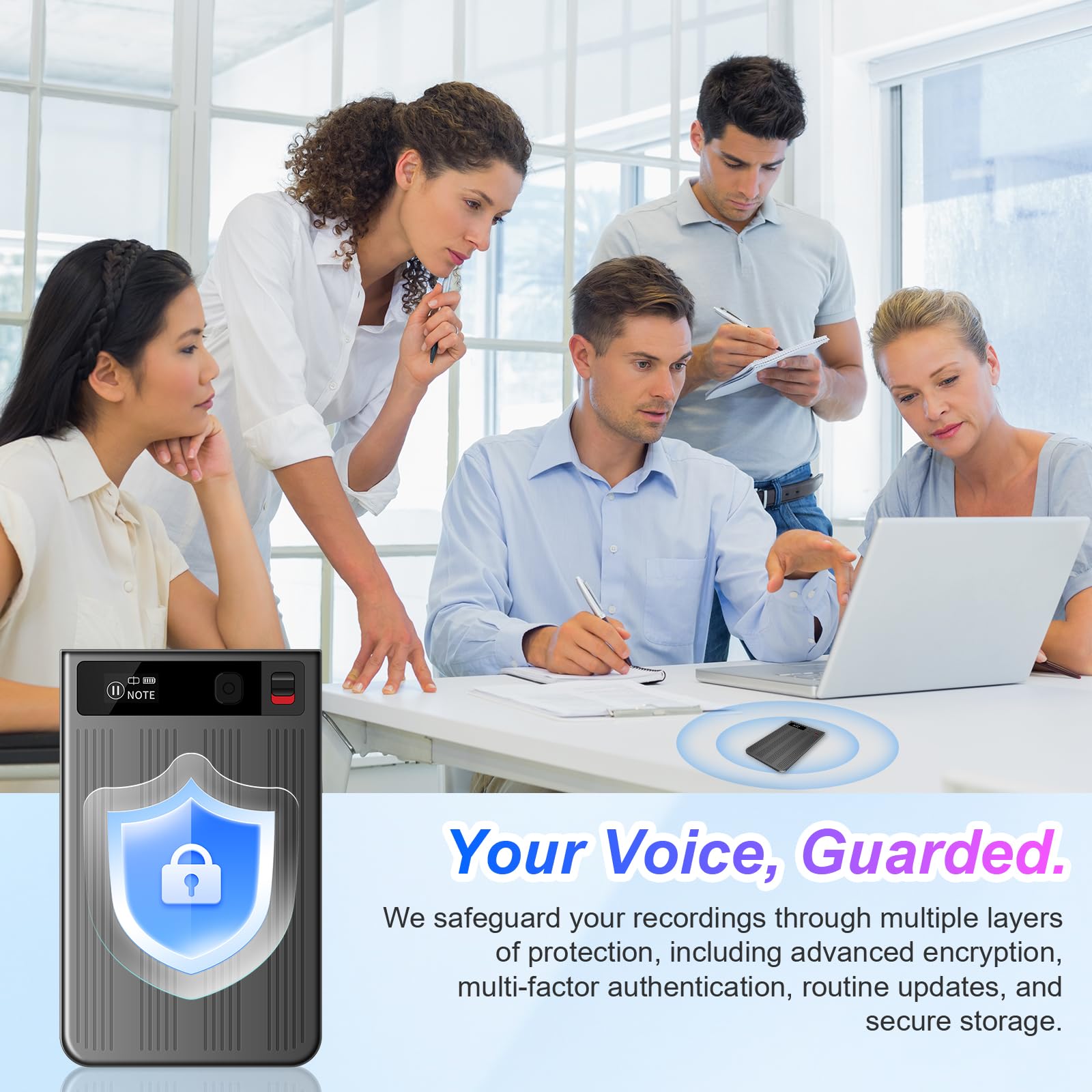 Qoosea KI Diktiergerät mit Schreibfunktion 64GB Mini Digitaler Voice Recorder Aufnahmegerät ChatGPT-4.0 Transkription & Mind Map, App-Steuerung für Vorlesungen, Meetings, Anrufe, Duale Aufnahmemodi