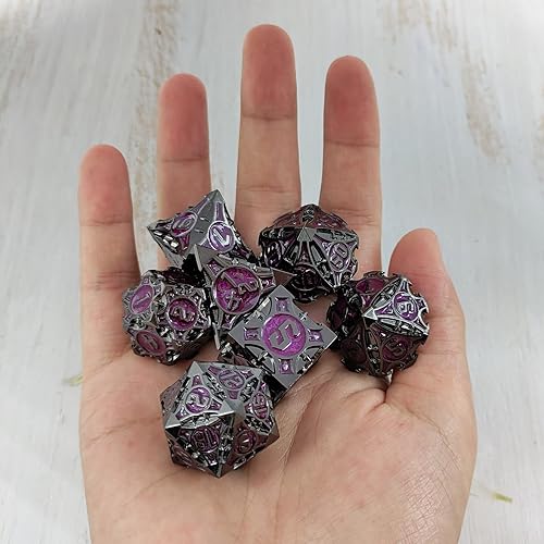 Miniatura 6 de DND - Juego de dados de mazmorras y dragones con caja de regalo y bolsa de dados, dados poliédricos de metal, juego de dados grandes para D&D para
