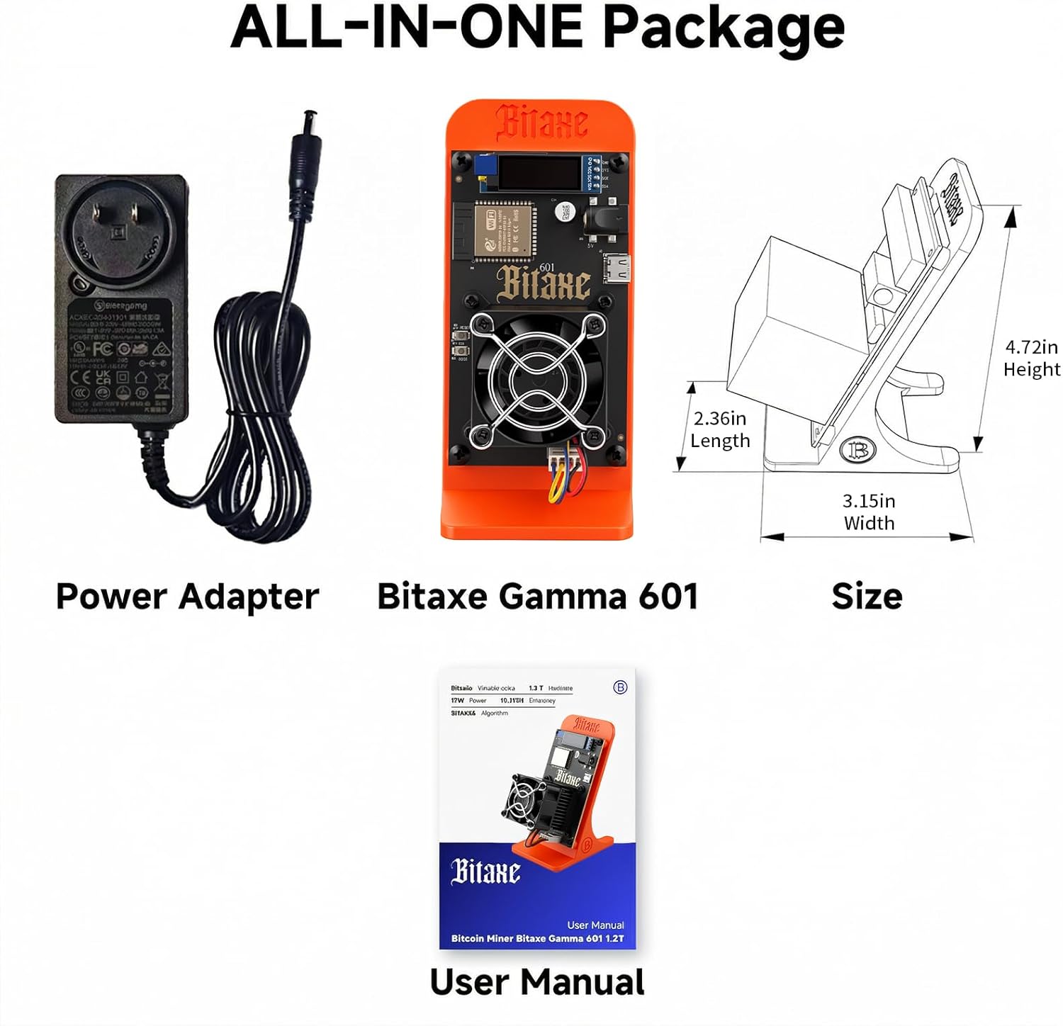 Bitaxe Gamma 601 Bitcoin Miner 1.2TH/s ASIC BM1370 Chip Solo Lottery BTC Miner 18W Low Power Consumption and OLED Display for Home Mining Orange